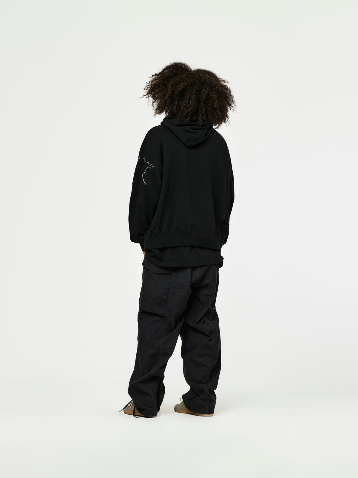 UNION LOOPING DAMAGE HOODIE|BLACK