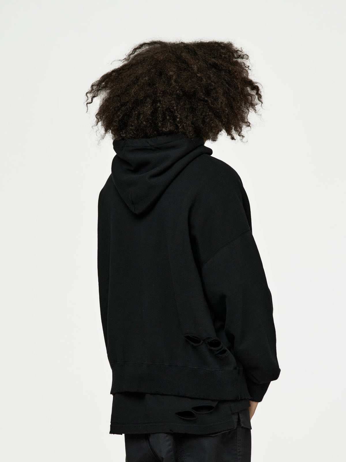 UNION LOOPING DAMAGE HOODIE|BLACK