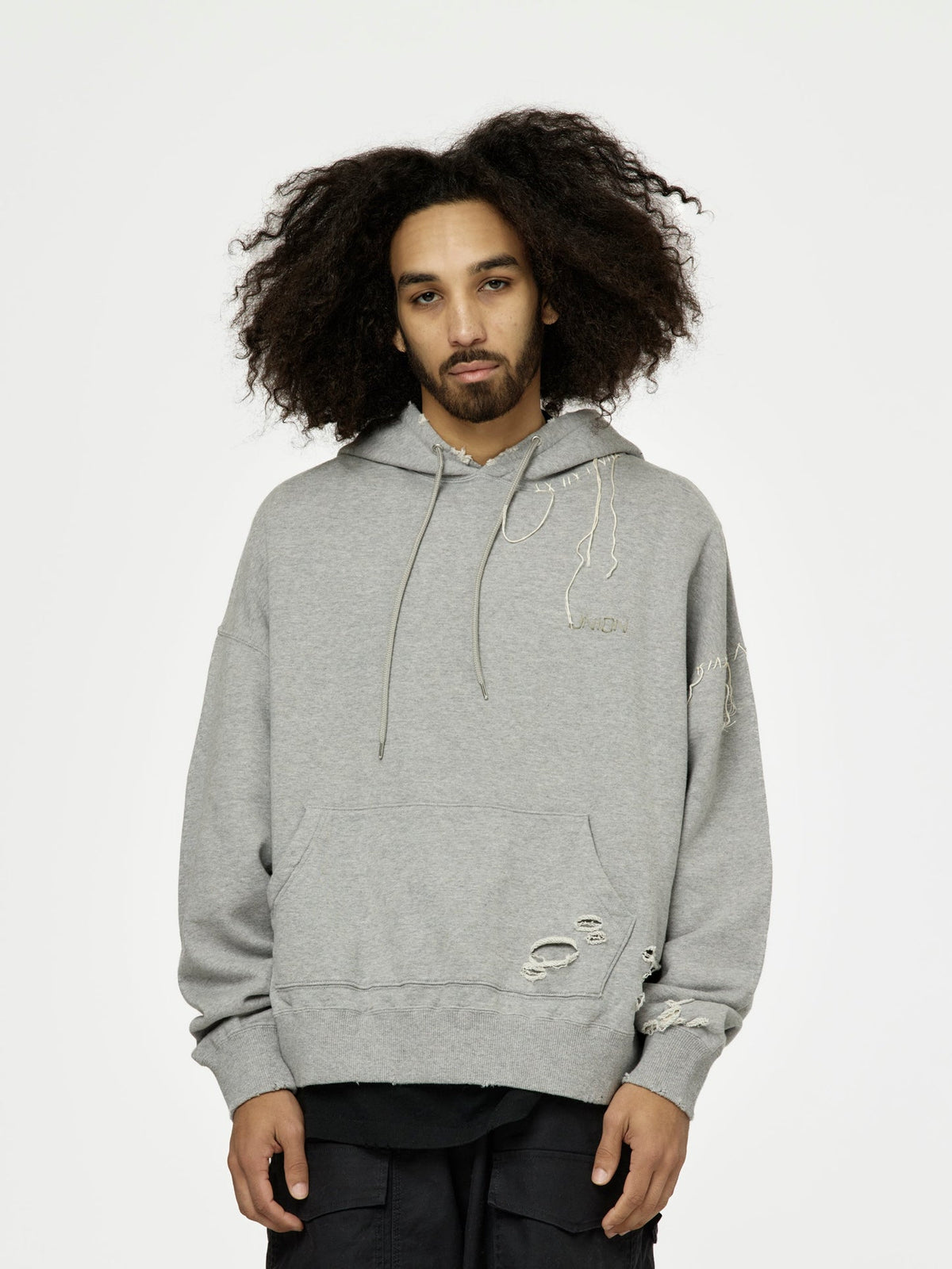 UNION LOOPING DAMAGE HOODIE|C.GRAY