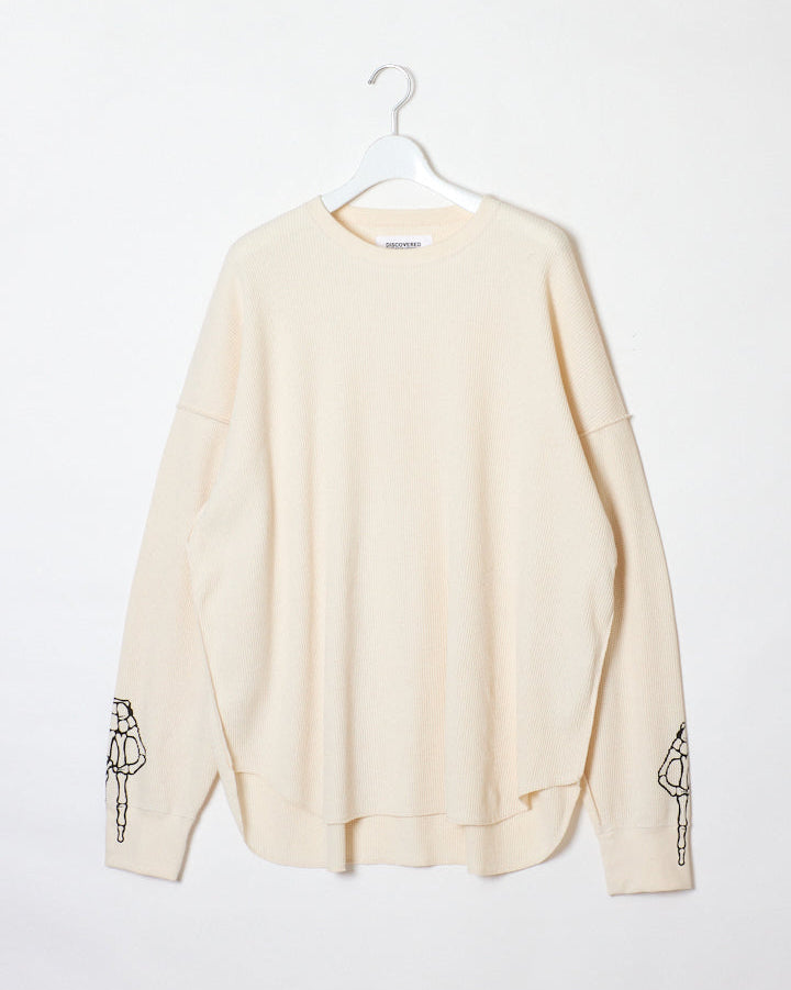 WAFFLE BONE PRINT CUTSEWN|BLACK