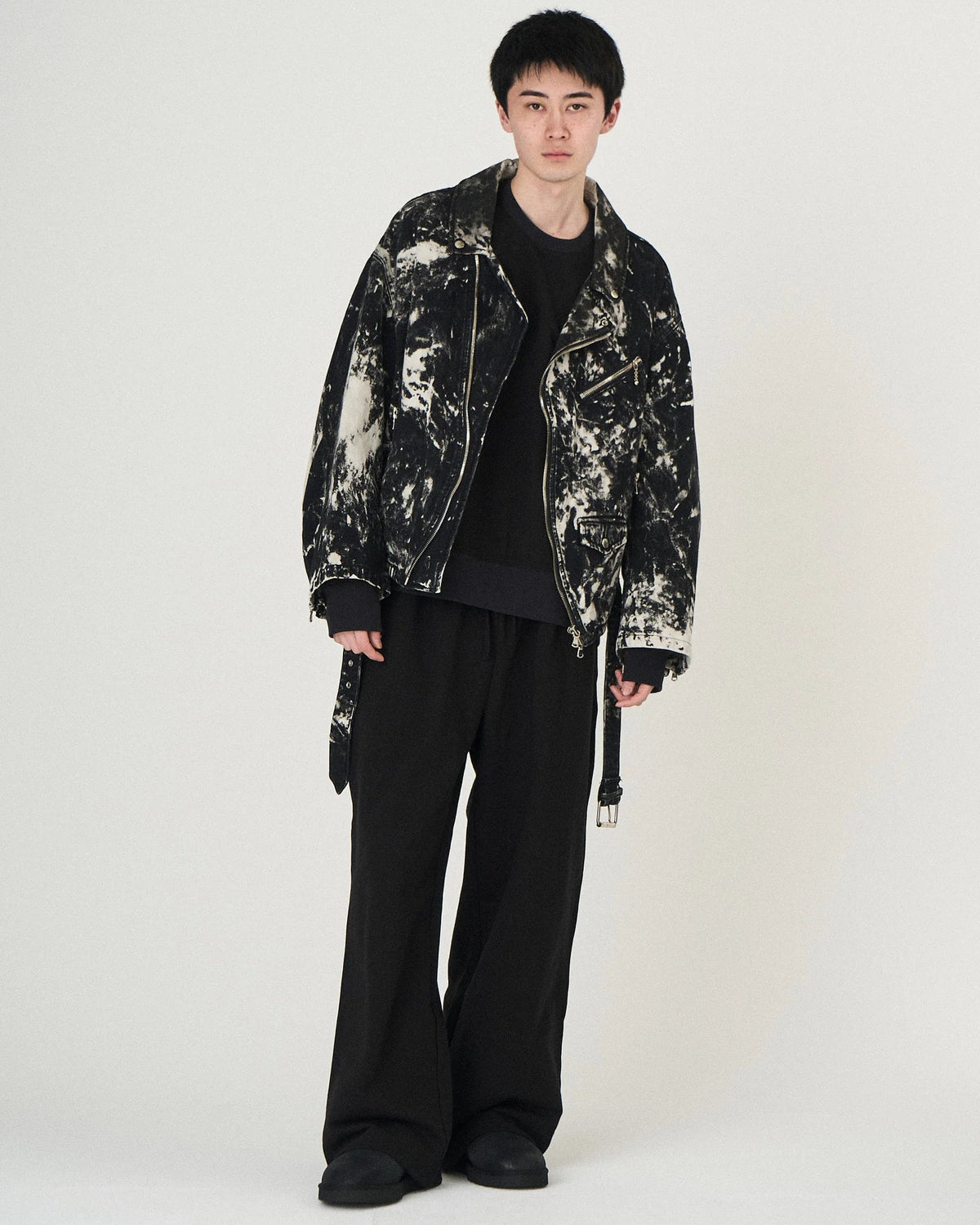 BLACK BLEACH W RIDERS BLOUSON