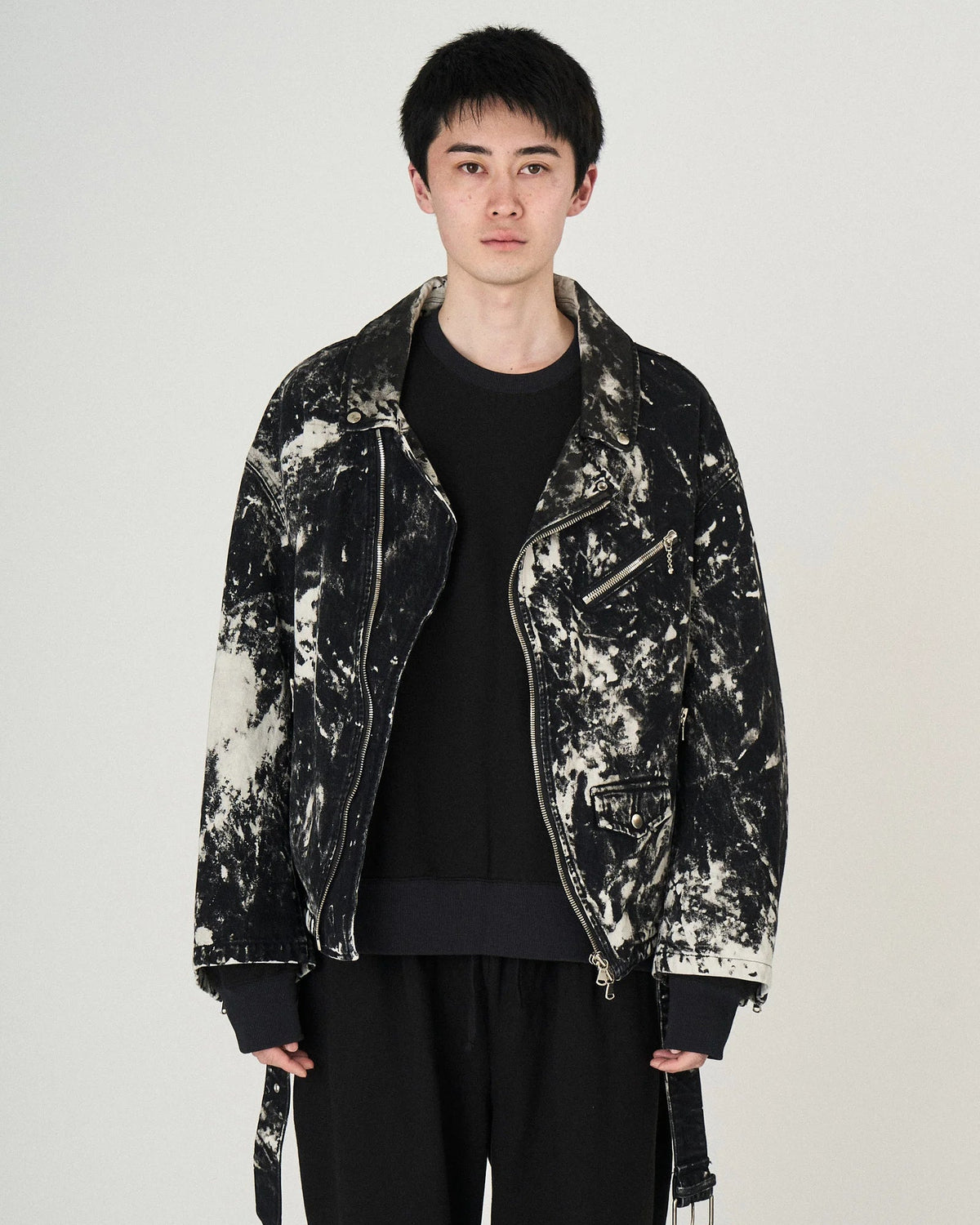 BLACK BLEACH W RIDERS BLOUSON