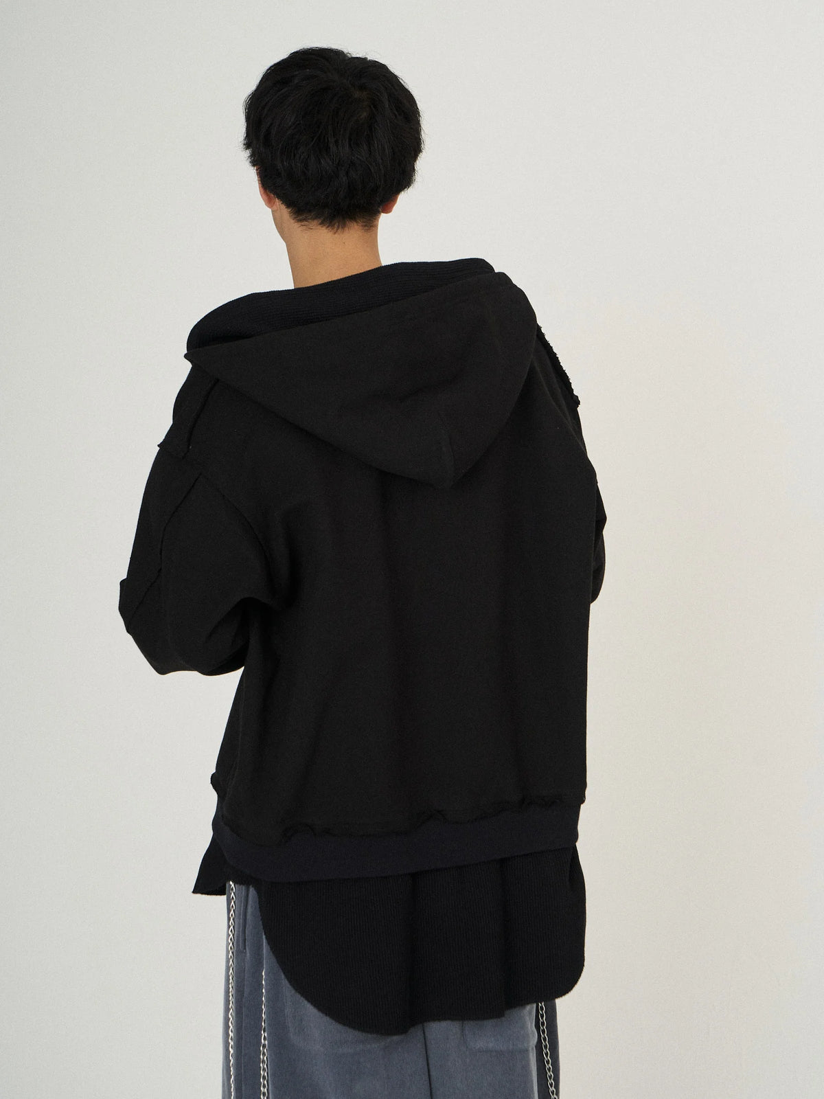 LAYERED SWEAT PARKA|BLACK