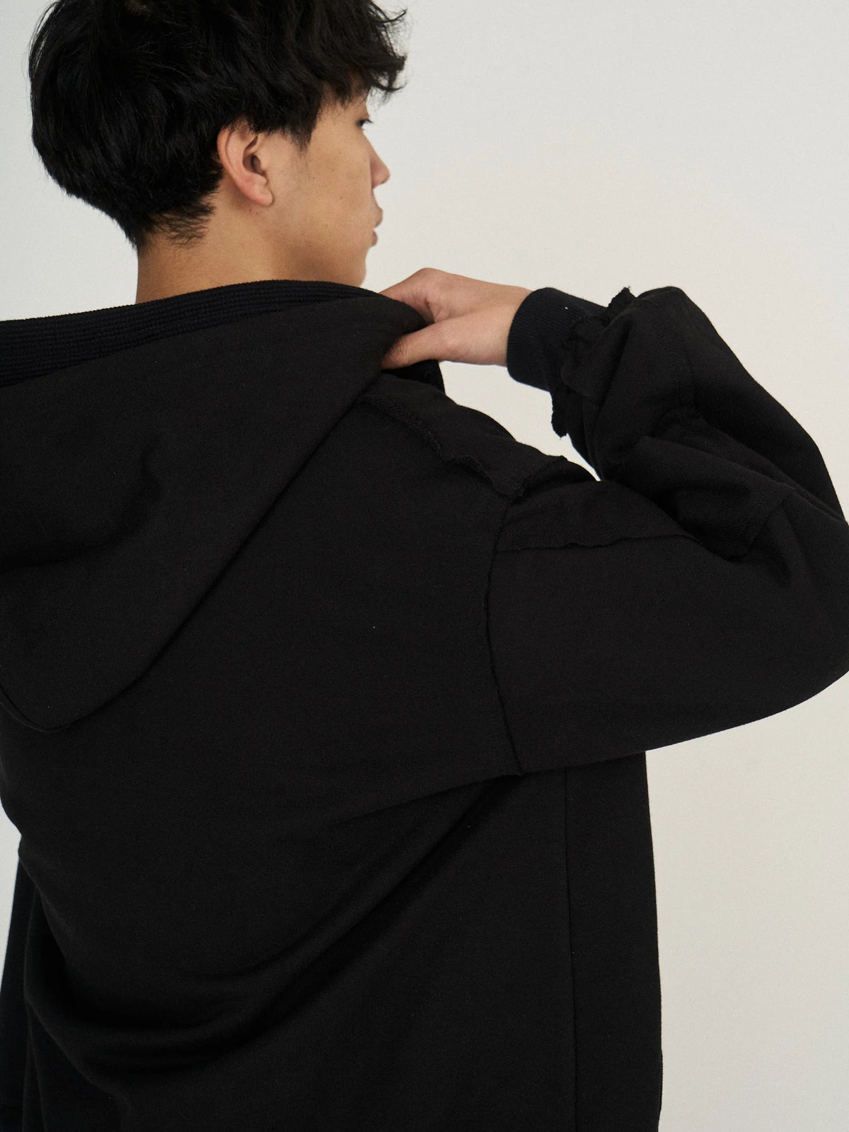 LAYERED SWEAT PARKA|BLACK