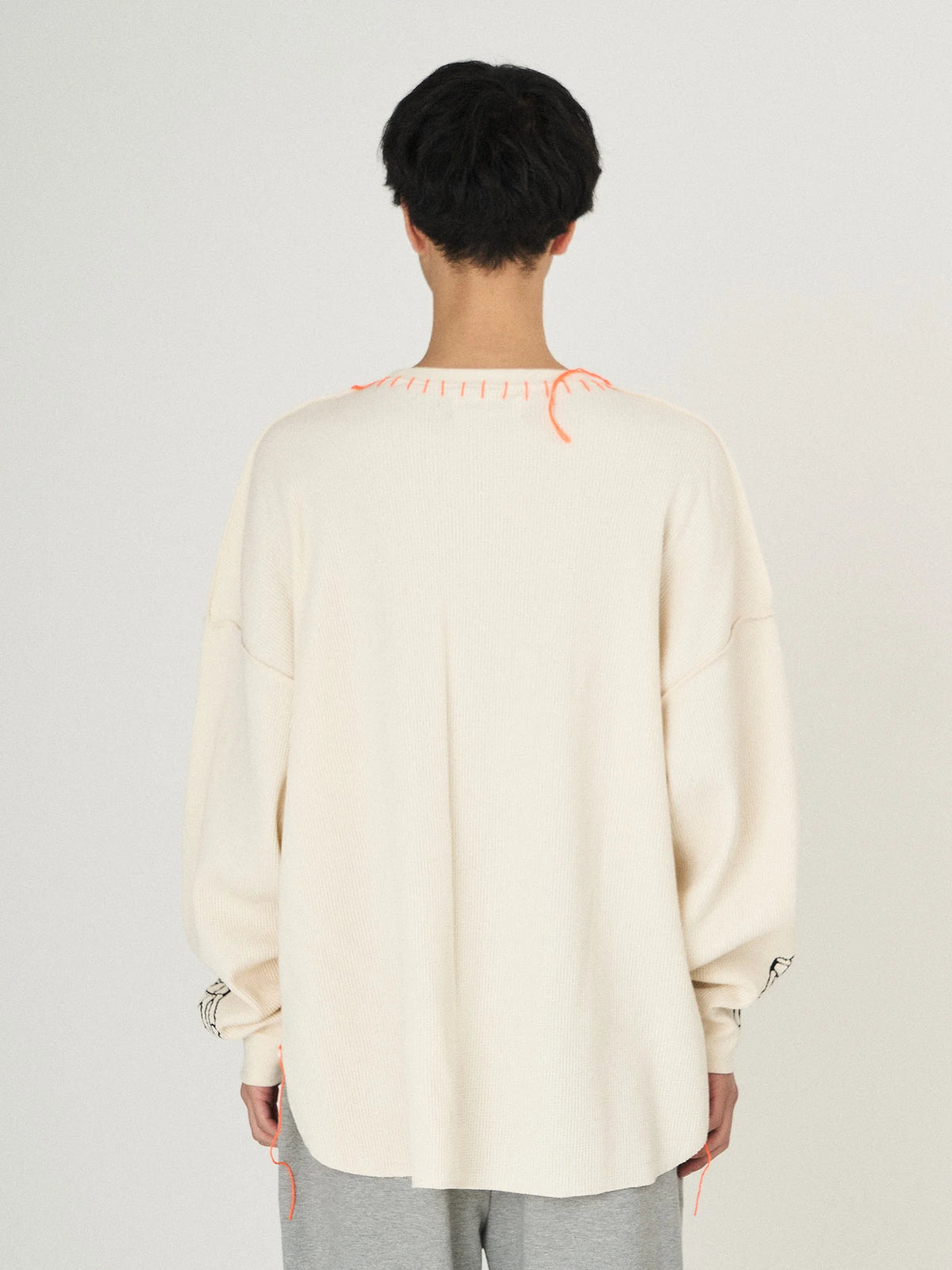 WAFFLE BONE PRINT CUTSEWN|BLACK