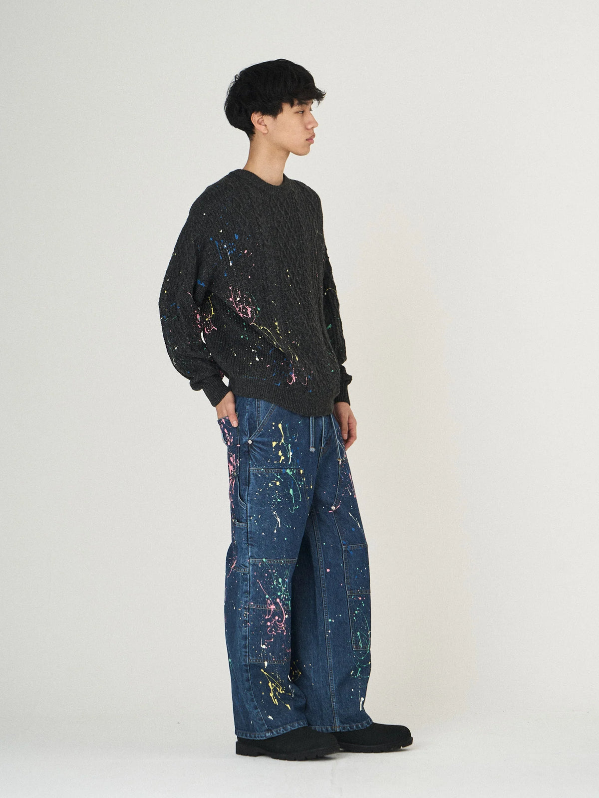 DENIM PAINT PANTS|INDIGO