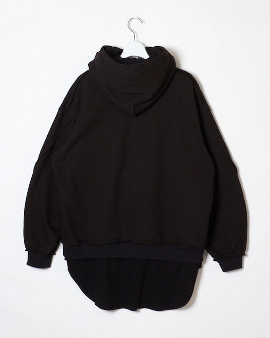 LAYERED SWEAT PARKA|BLACK