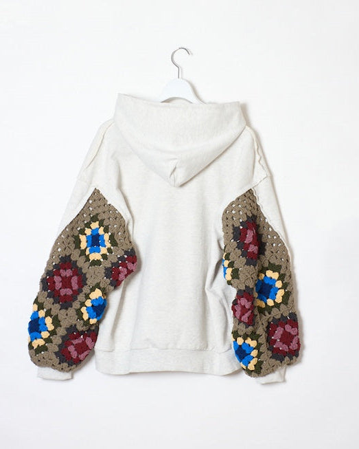 CROCHET SLEEVE SWEAT PARKA