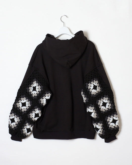CROCHET SLEEVE SWEAT PARKA