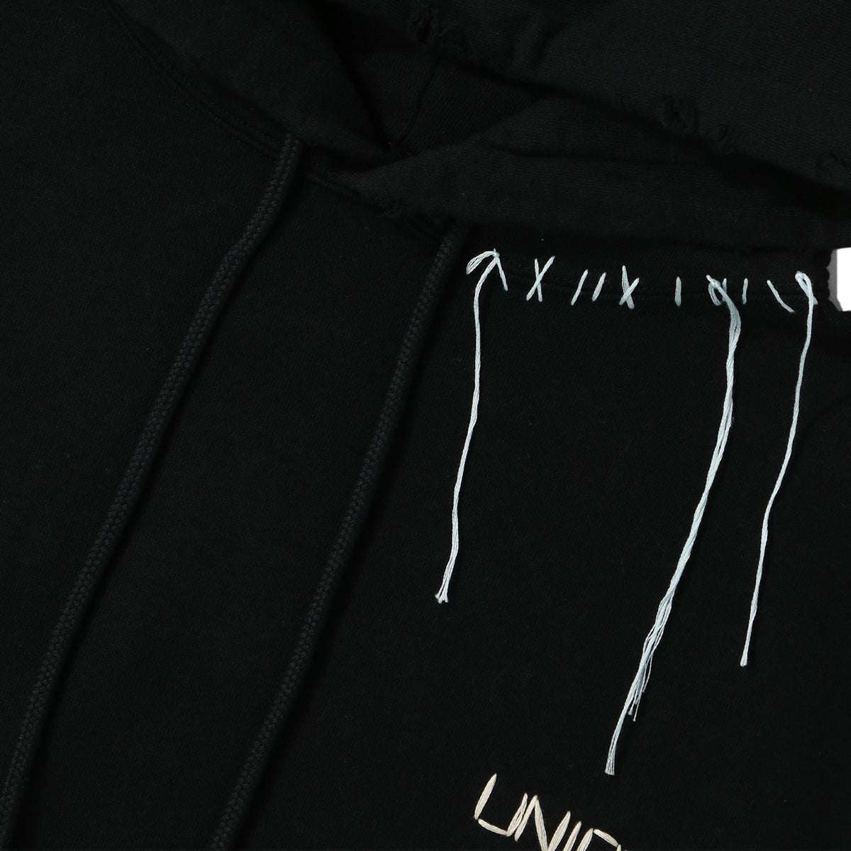 UNION LOOPING DAMAGE HOODIE|BLACK