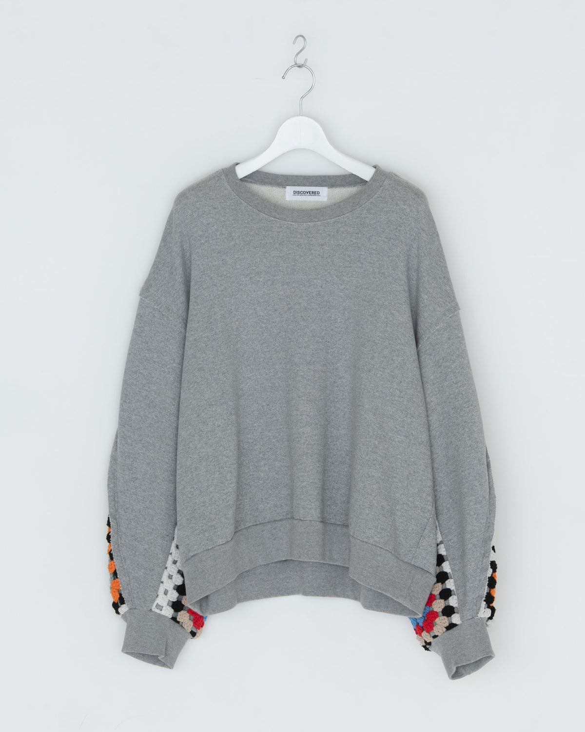 CROCHET SLEEVE SWEAT|WHITE