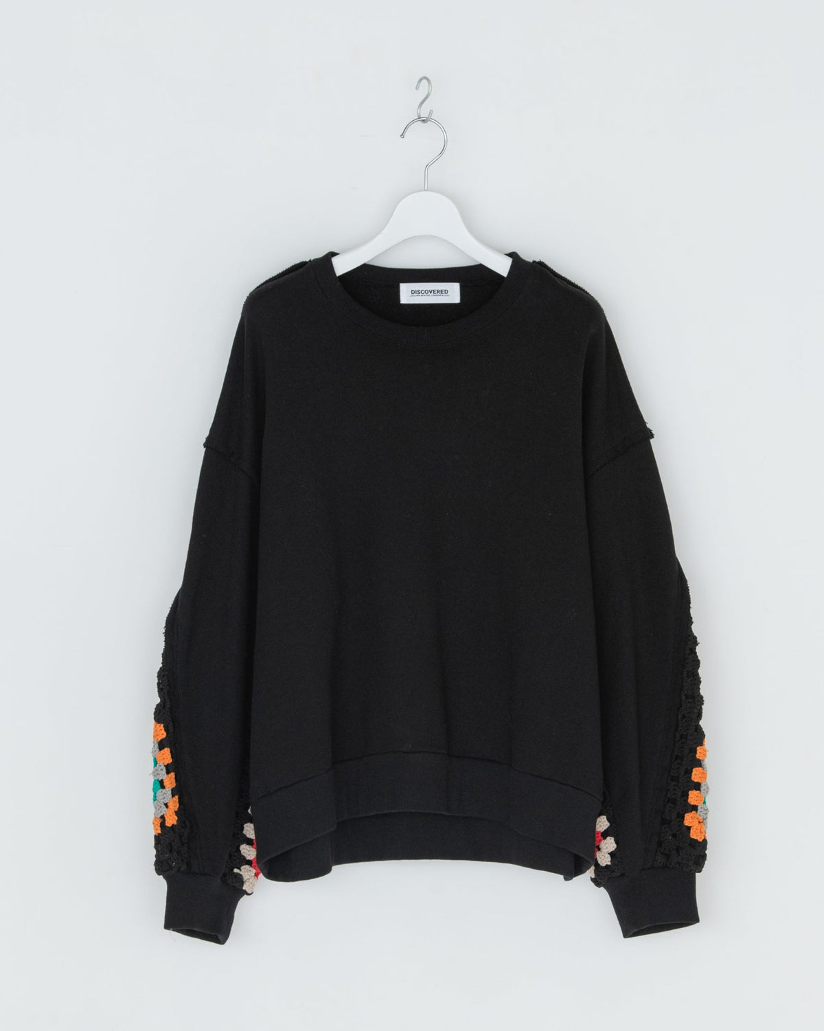 CROCHET SLEEVE SWEAT|WHITE