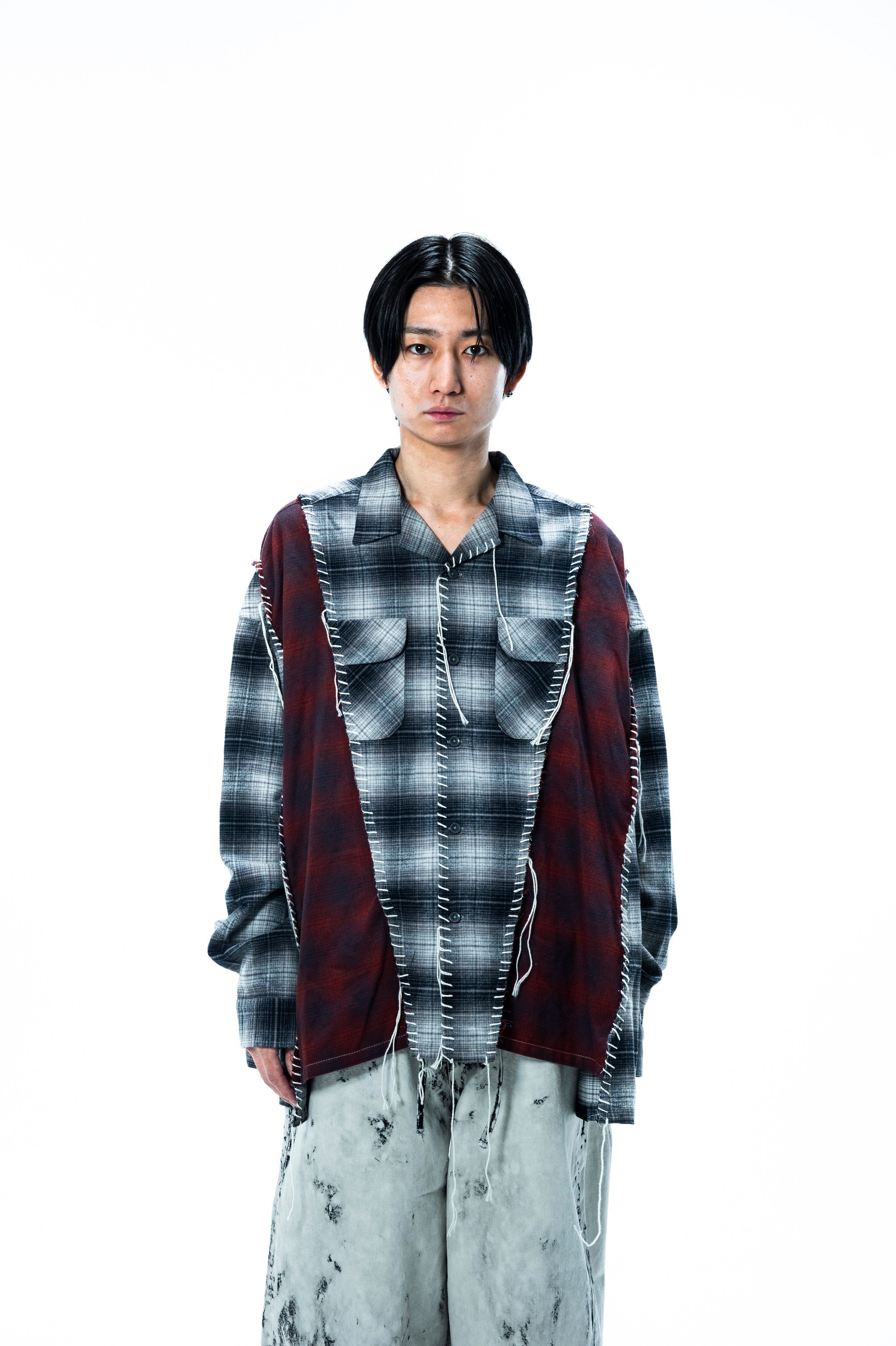 PENDLETON LOOPING WIDE SHIRT｜GRAY×WINE-thumbmail-4