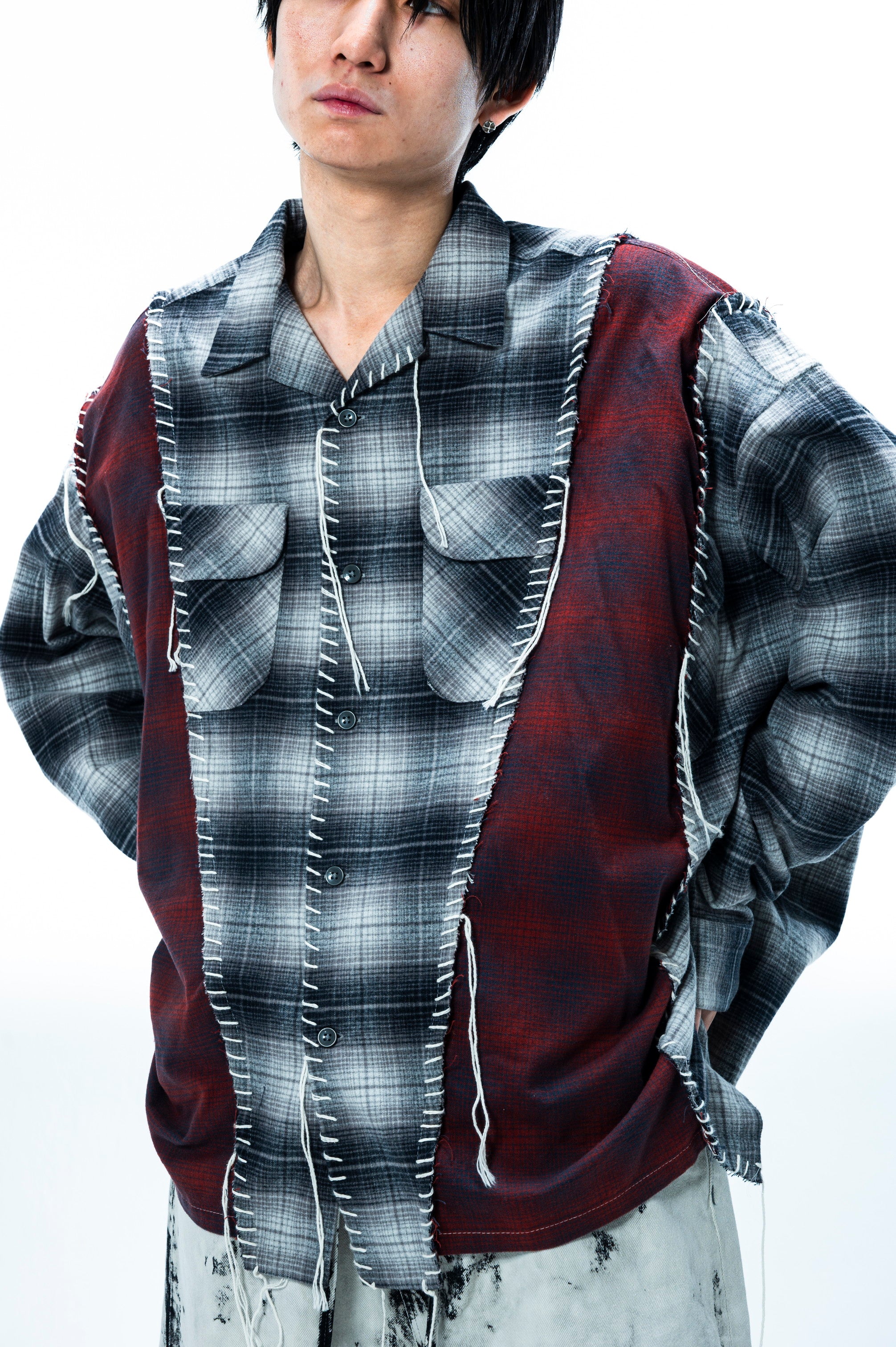 PENDLETON LOOPING WIDE SHIRT｜GRAY×WINE-thumbmail-7
