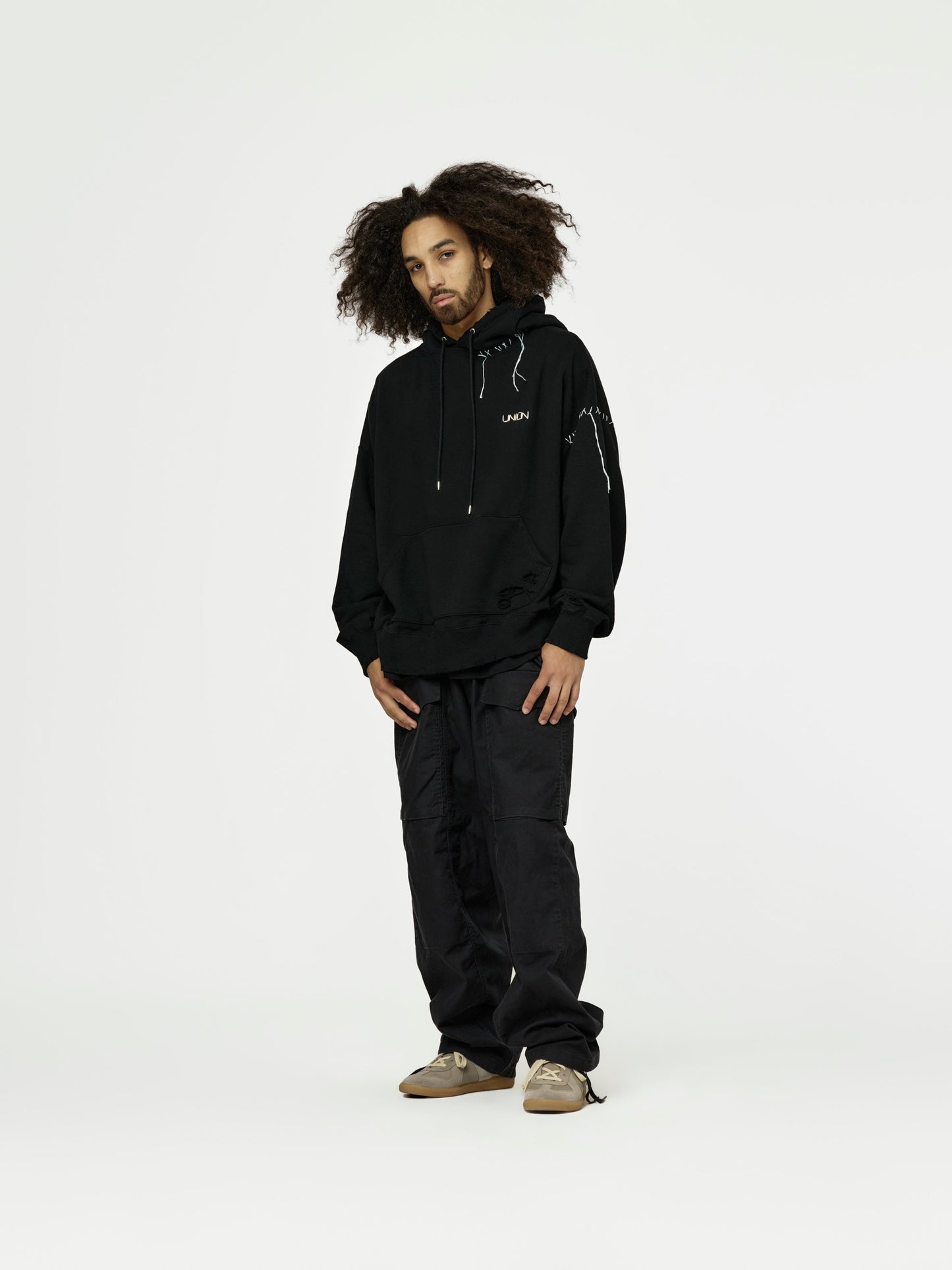 UNION LOOPING DAMAGE HOODIE｜BLACK-thumbmail-6