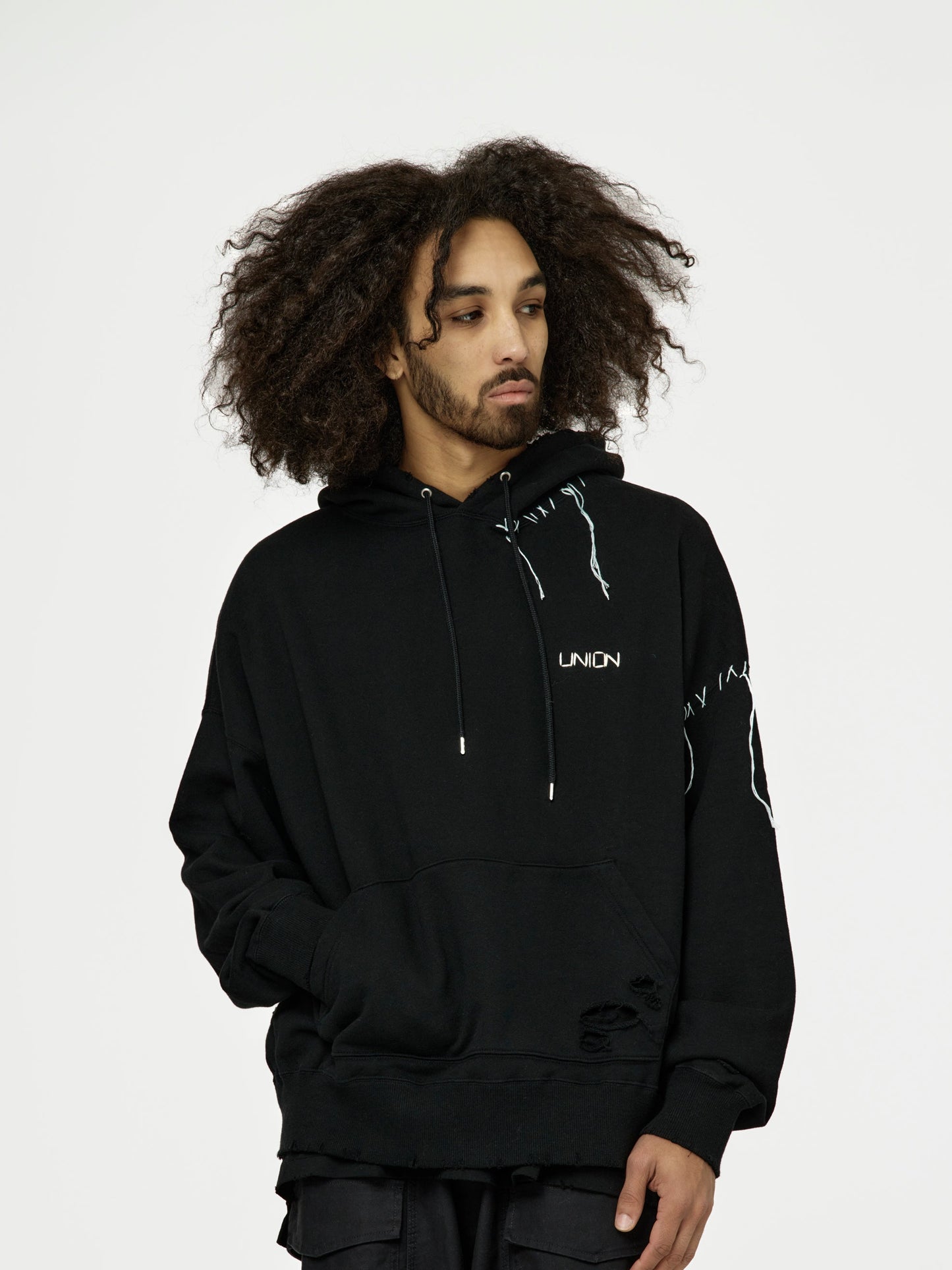 UNION LOOPING DAMAGE HOODIE｜BLACK-thumbmail-3