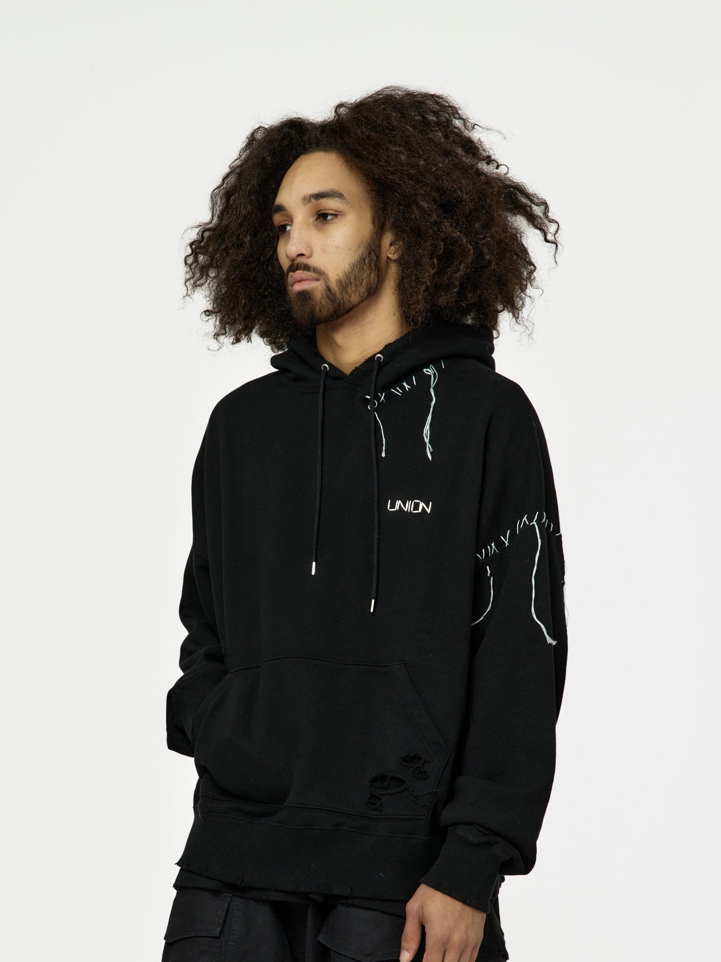 UNION LOOPING DAMAGE HOODIE｜BLACK-thumbmail-4
