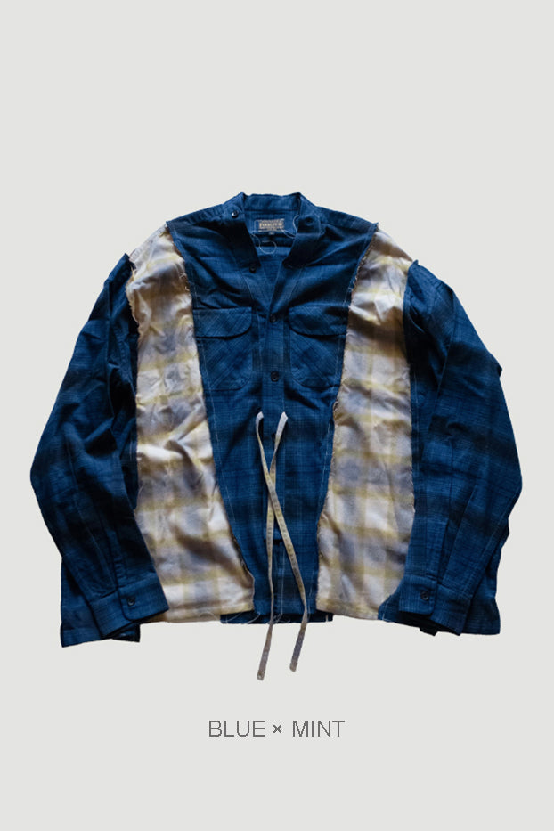 PENDLETON DOCKING WIDE SAMUE SHIRT｜BLUE×MINT