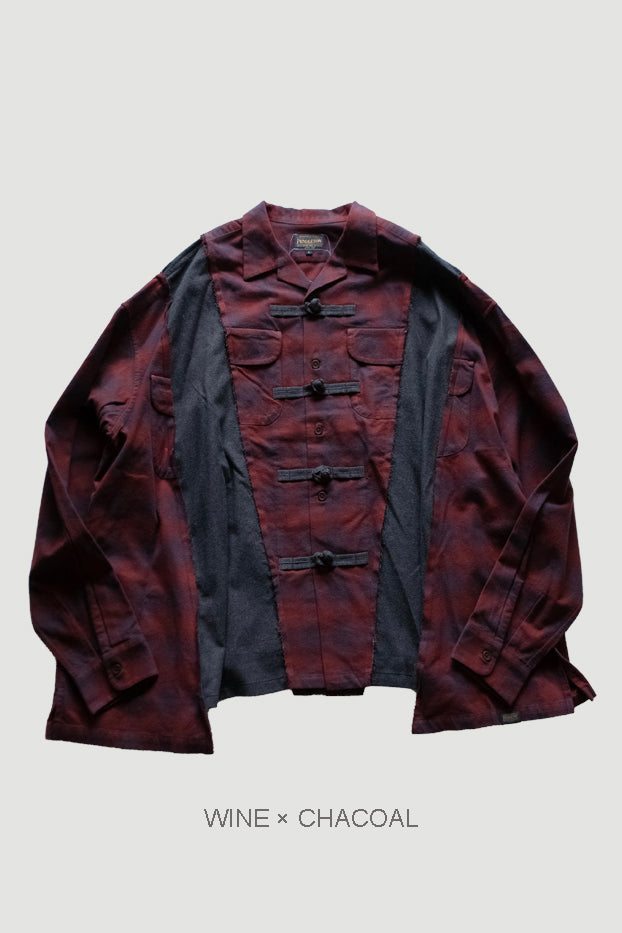 PENDLETON CHINA WIDE SHIRT｜WINE×CHARCOAL