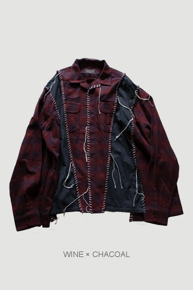 PENDLETON LOOPING WIDE SHIRT｜WINE×CHARCOAL