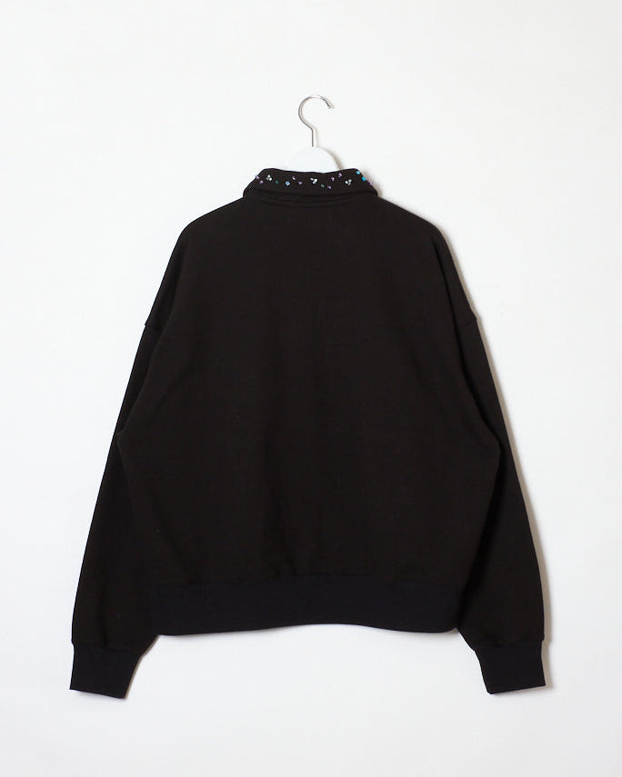 BEADS HALF ZIP SWEAT｜BLACK-thumbmail-2