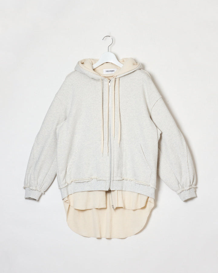 LAYERED SWEAT PARKA｜BLACK