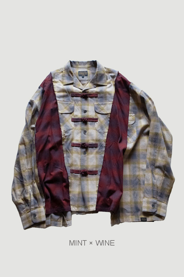 PENDLETON CHINA WIDE SHIRT｜MINT×WINE