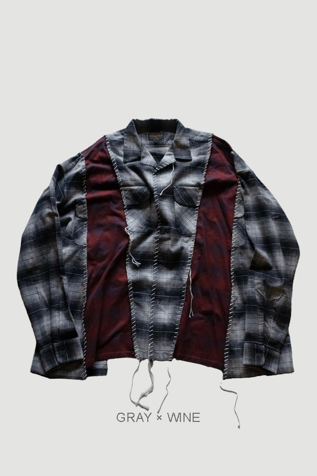 PENDLETON LOOPING WIDE SHIRT｜GRAY×WINE