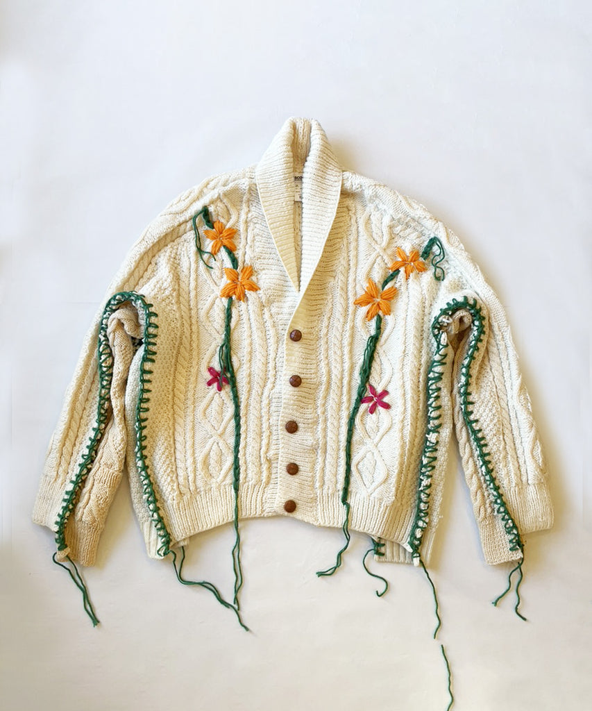 68cmdiscoverd Hand Embroidery Fisherman Knit - カーディガン