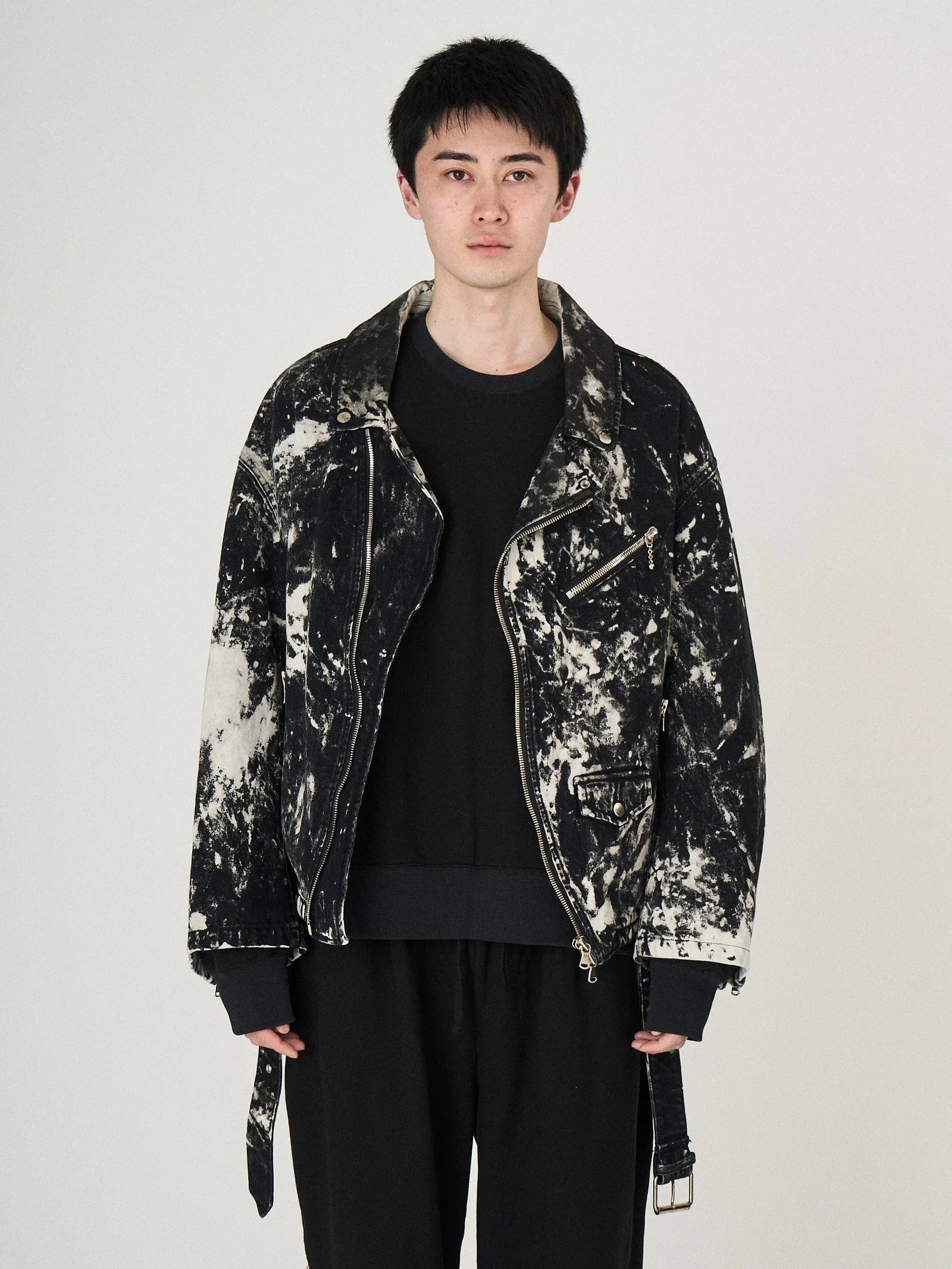 BLACK BLEACH W RIDERS BLOUSON｜BLACK