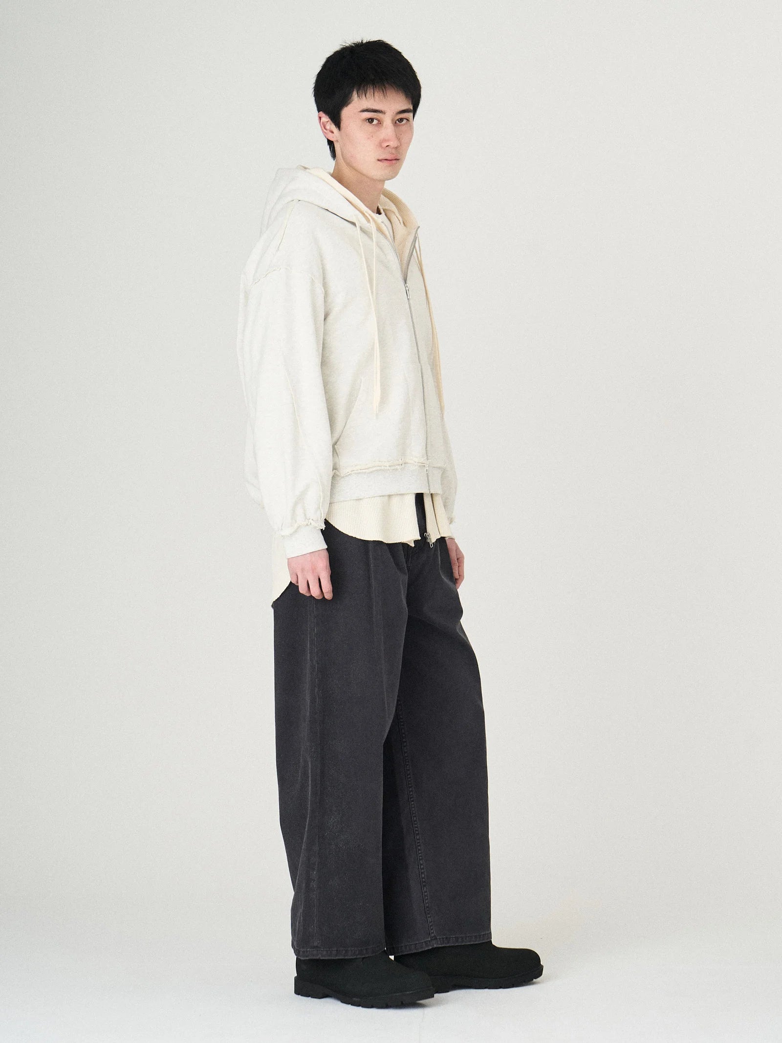 LAYERED SWEAT PARKA｜WHITE-thumbmail-2