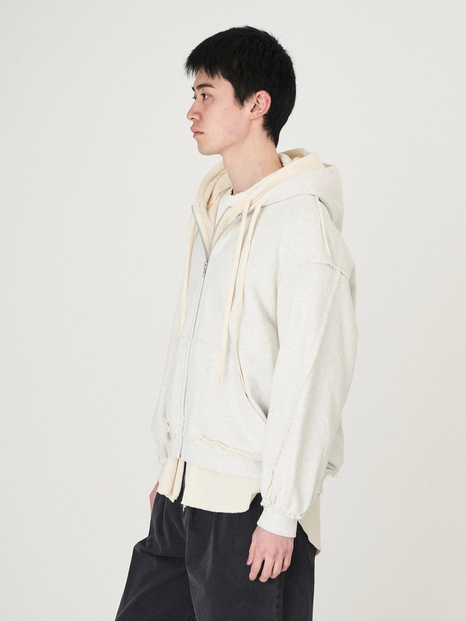 LAYERED SWEAT PARKA｜WHITE-thumbmail-4