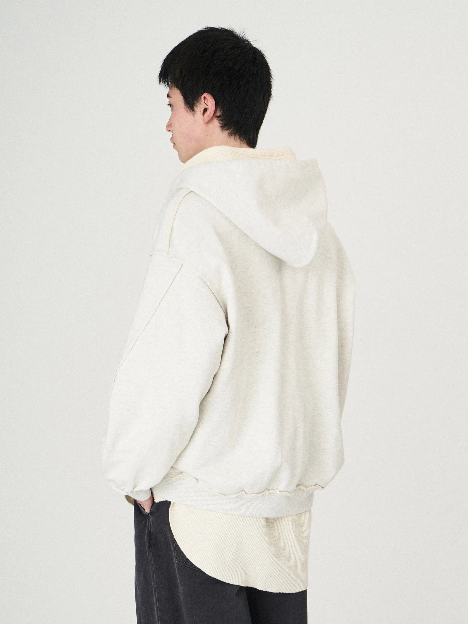 LAYERED SWEAT PARKA｜WHITE-thumbmail-5