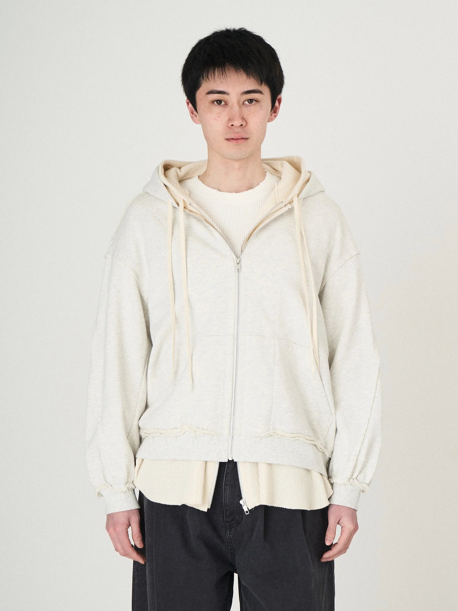 LAYERED SWEAT PARKA｜WHITE
