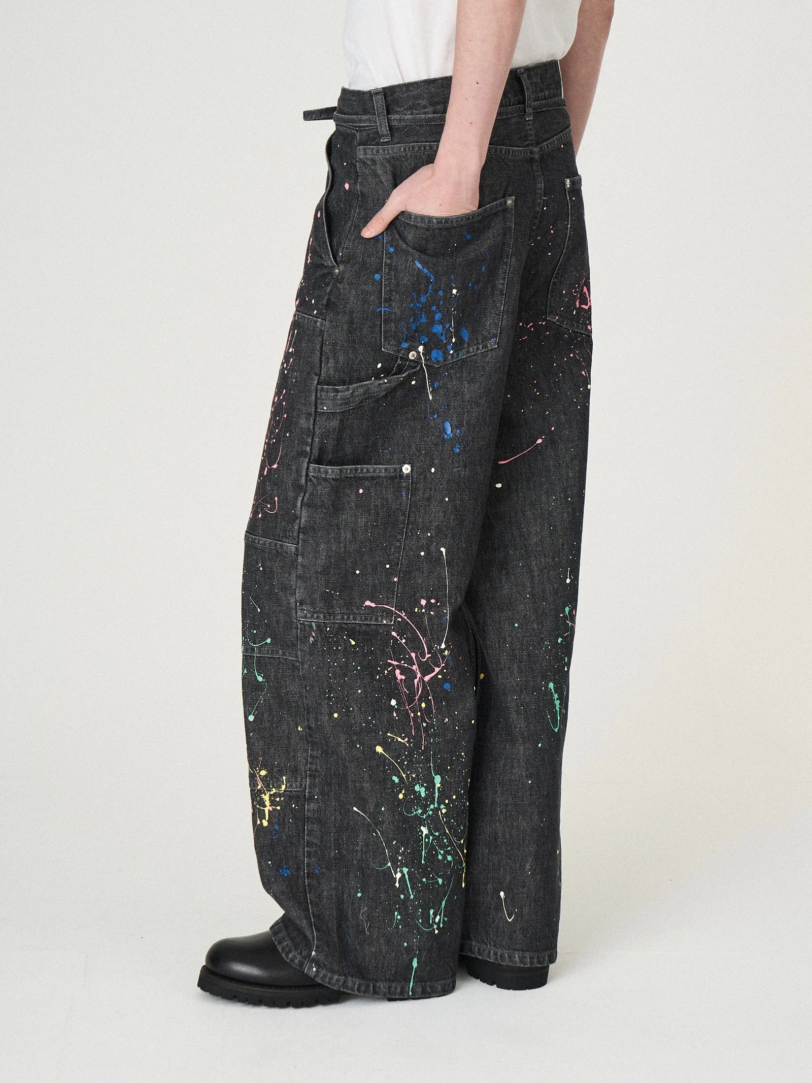 DENIM PAINT PANTS｜BLACK-thumbmail-5