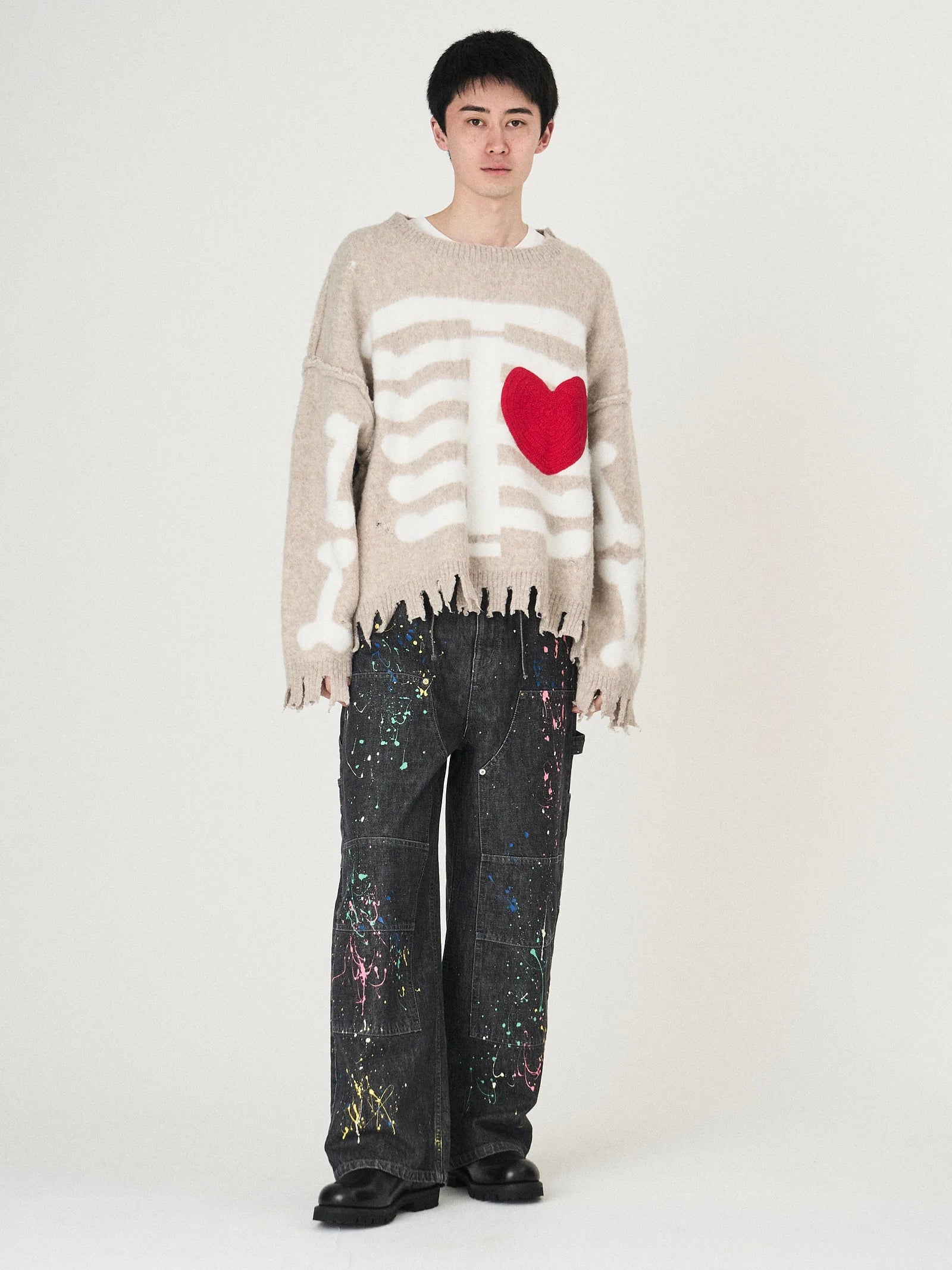 DENIM PAINT PANTS｜BLACK-thumbmail-2