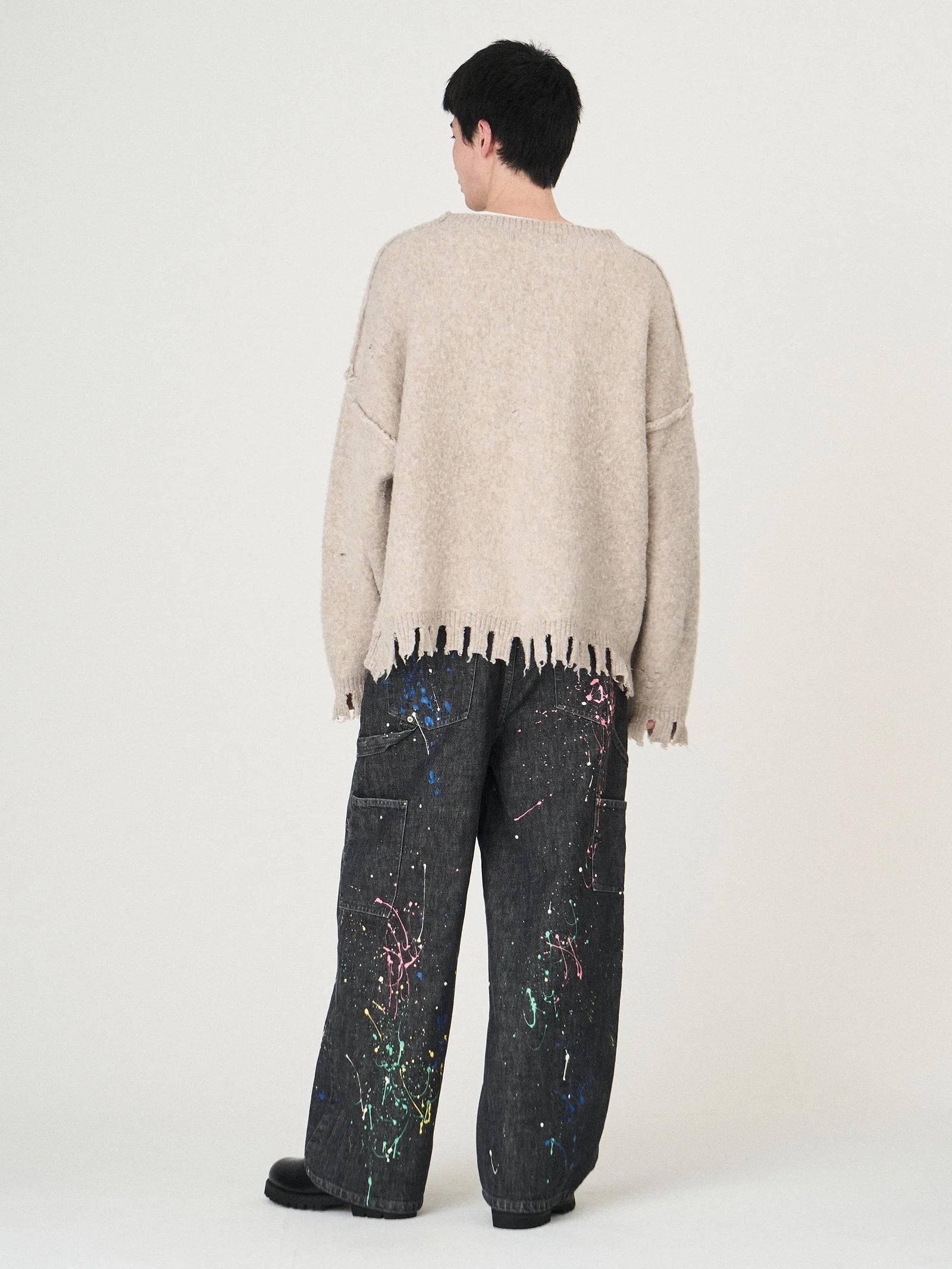 DENIM PAINT PANTS｜BLACK-thumbmail-4