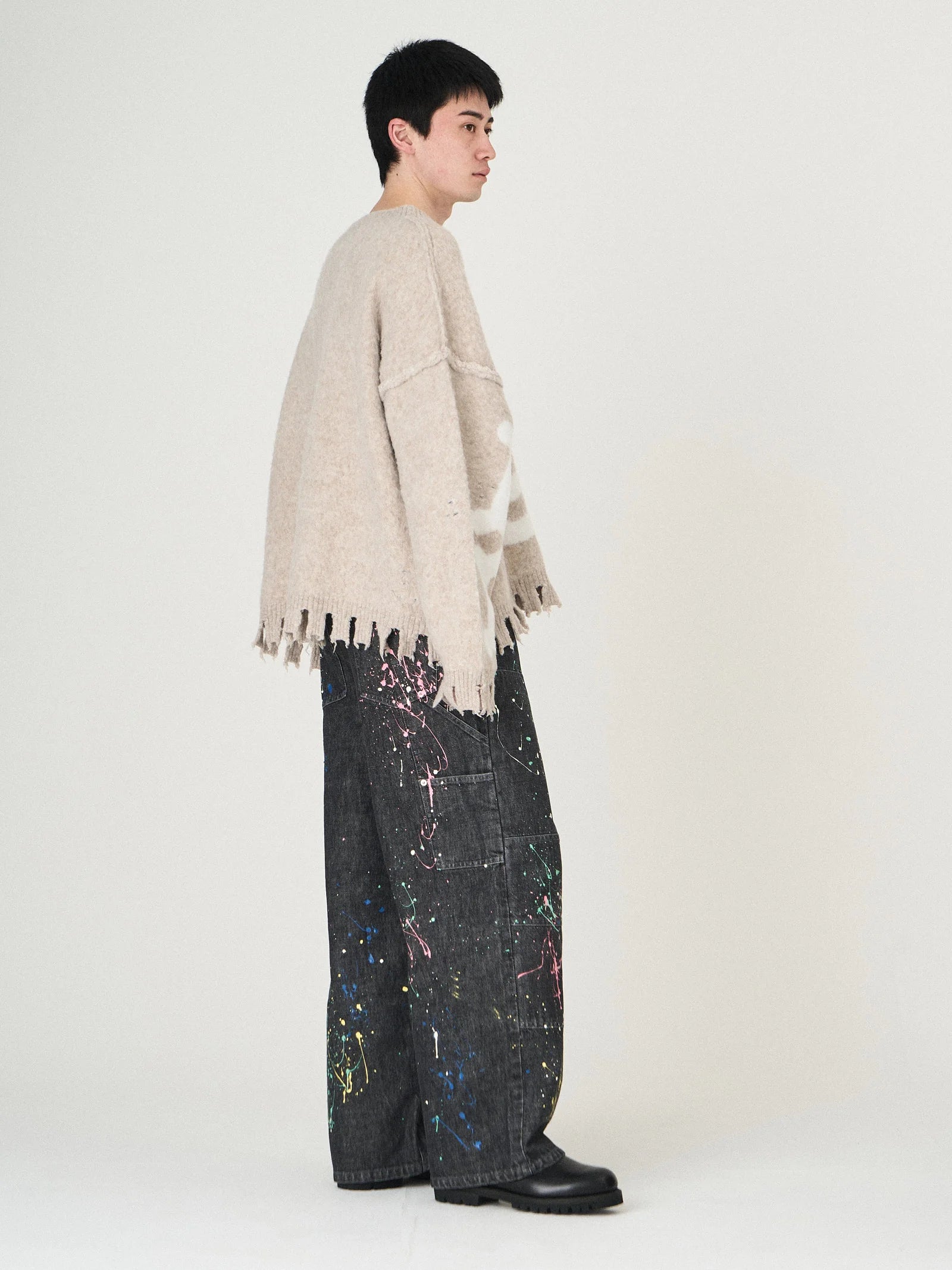 DENIM PAINT PANTS｜BLACK-thumbmail-3