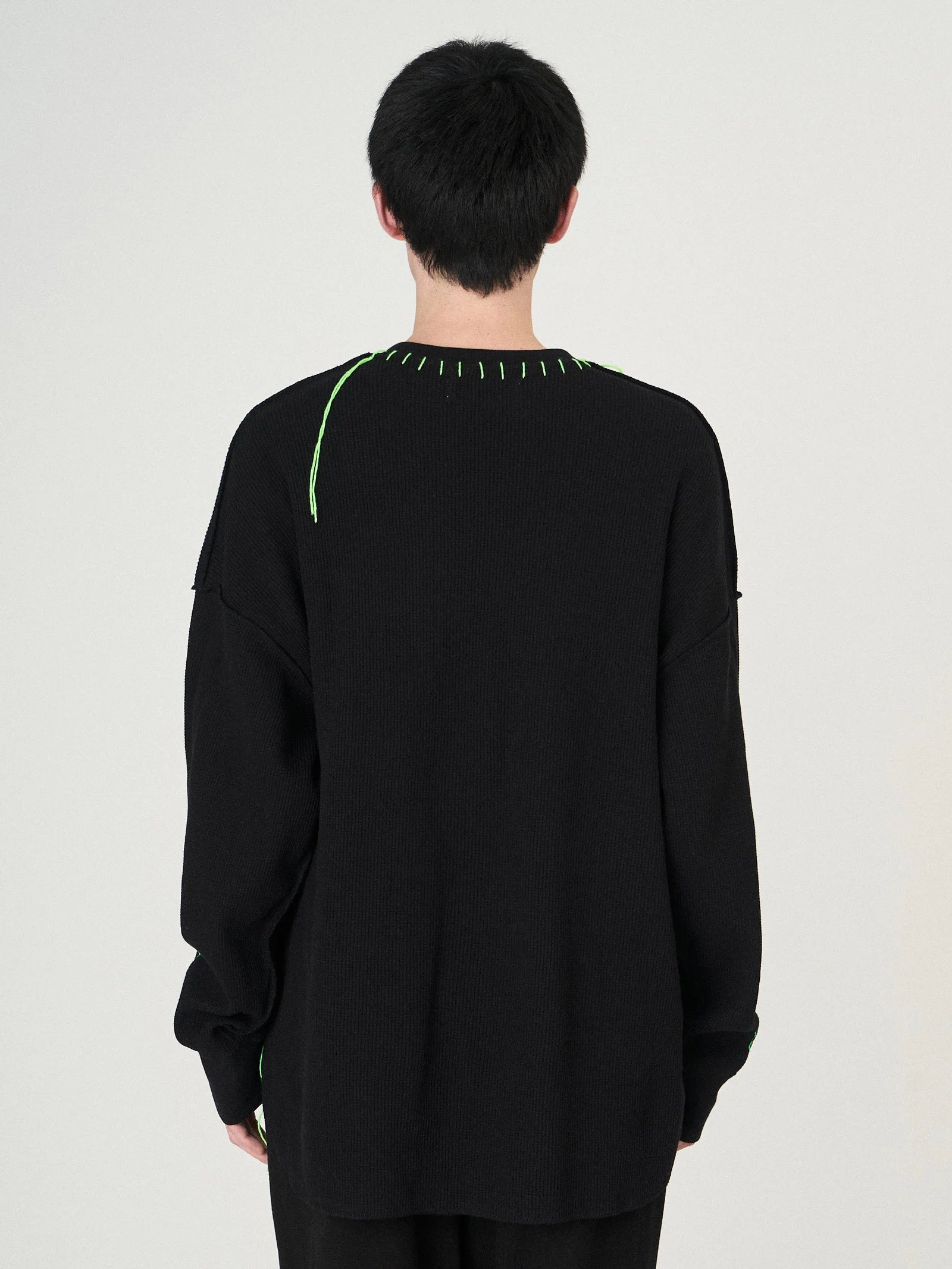 WAFFLE BONE PRINT CUTSEWN｜BLACK-thumbmail-6