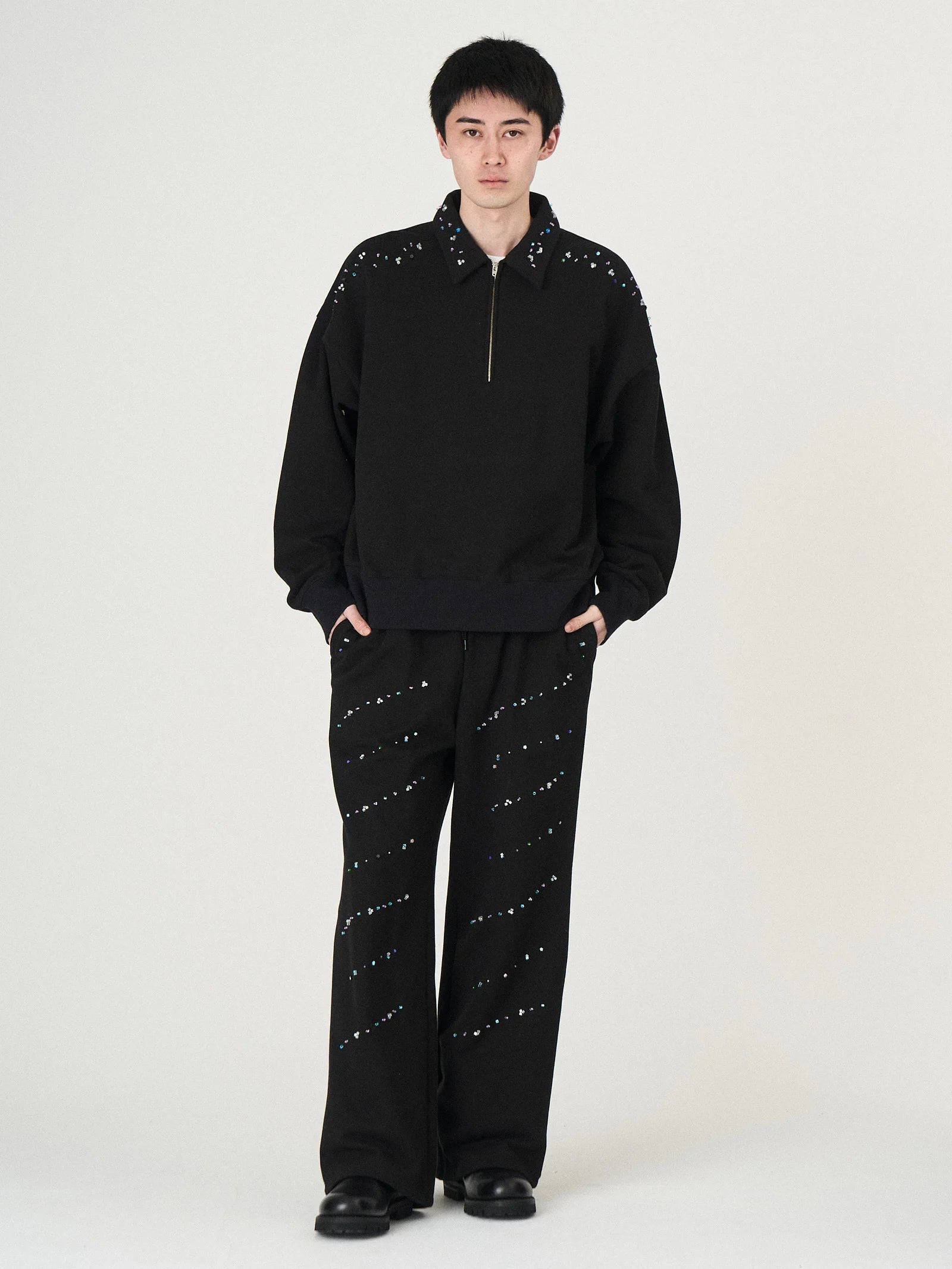 BEADS SWEAT PANTS｜BLACK-thumbmail-2