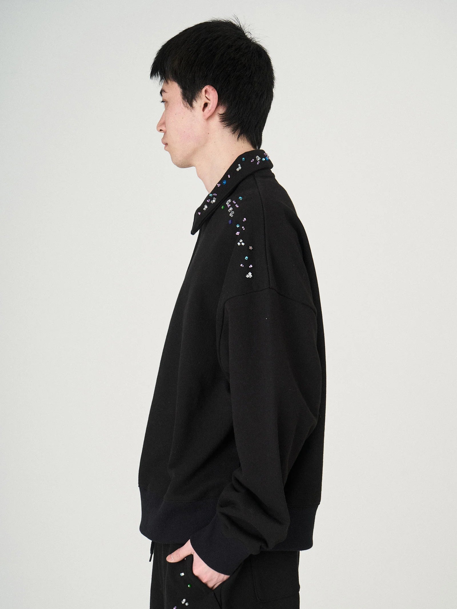 BEADS HALF ZIP SWEAT｜BLACK-thumbmail-5