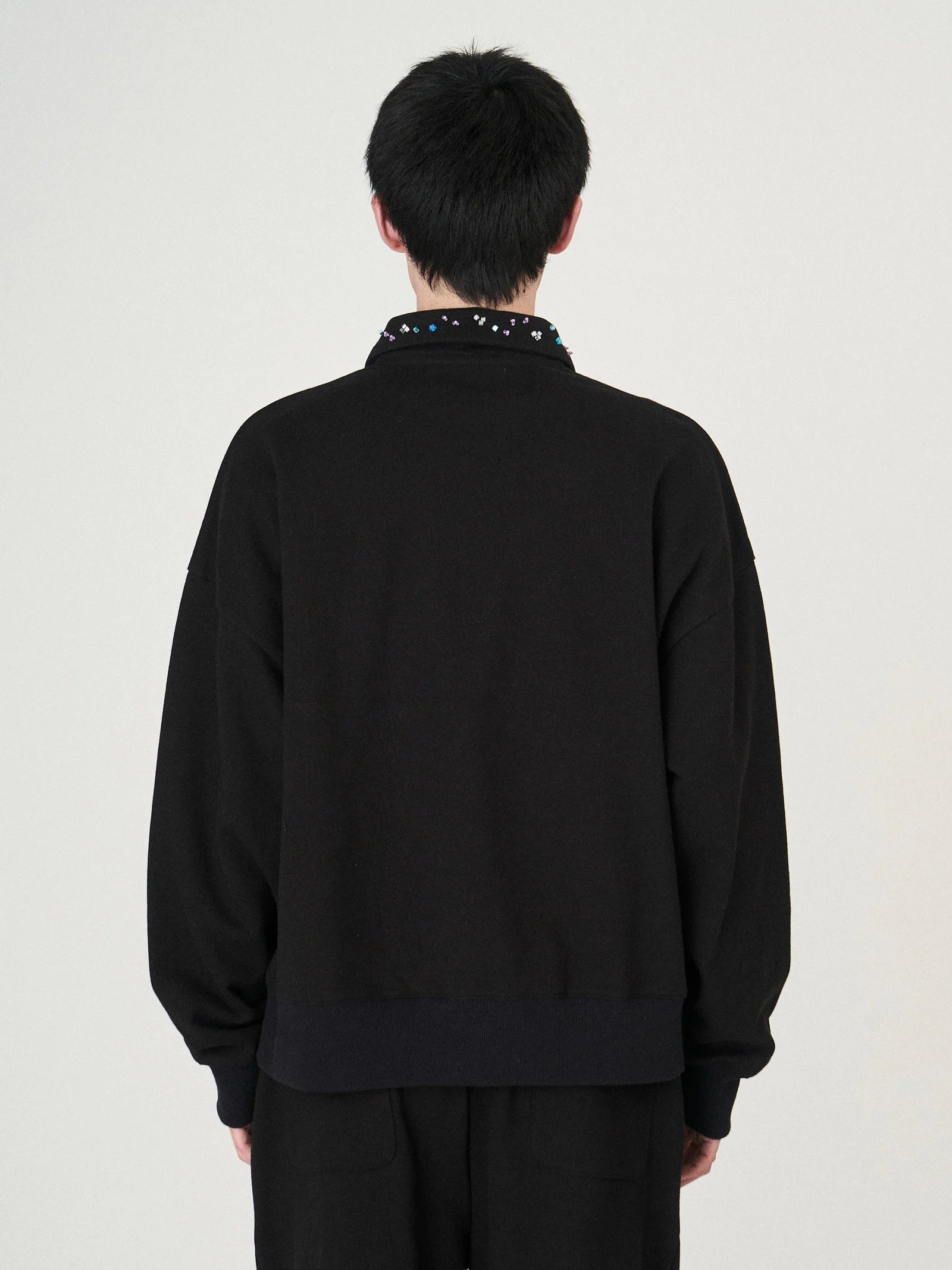 BEADS HALF ZIP SWEAT｜BLACK-thumbmail-6
