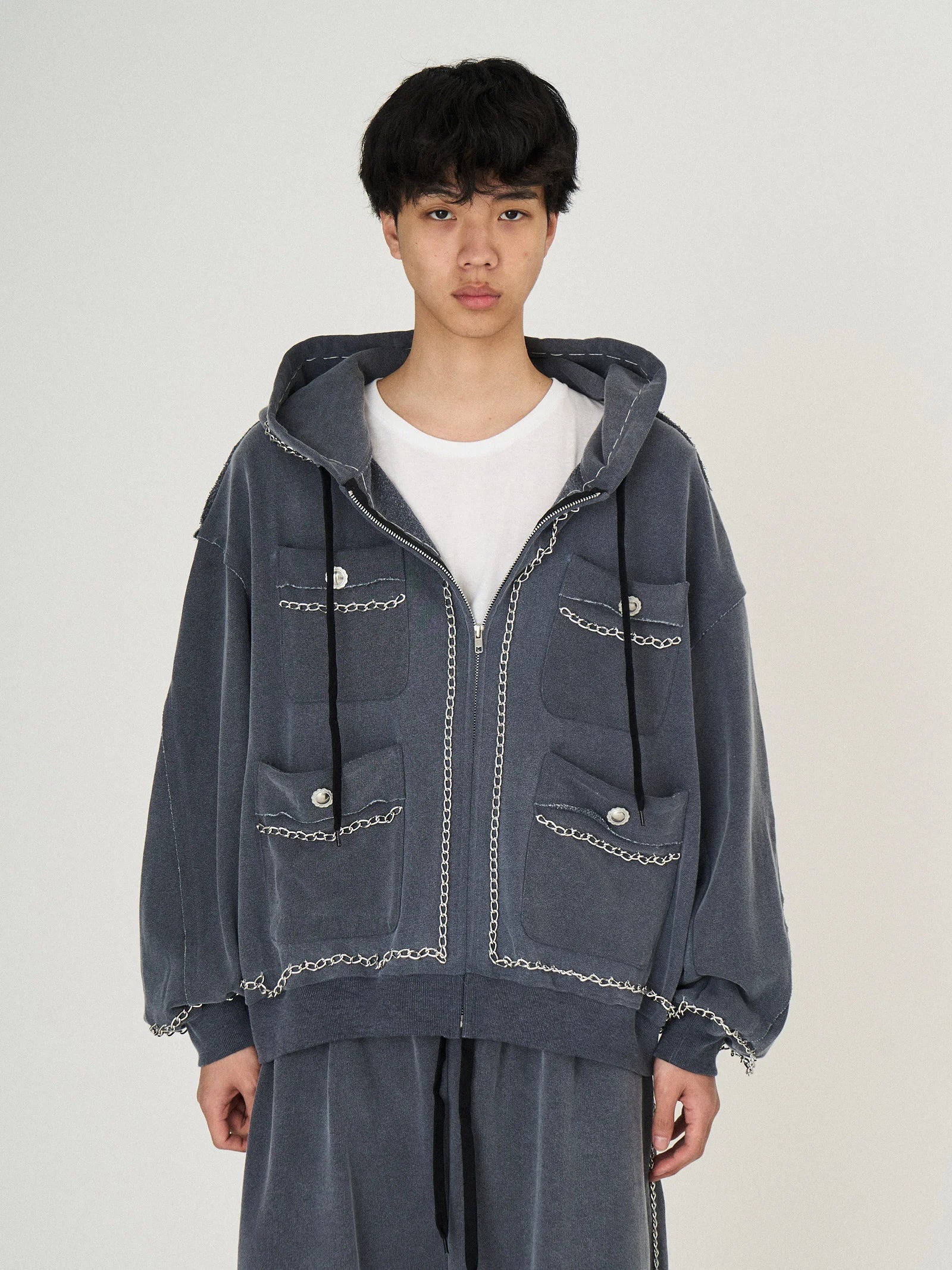CHAIN SWEAT PARKA｜BLACK