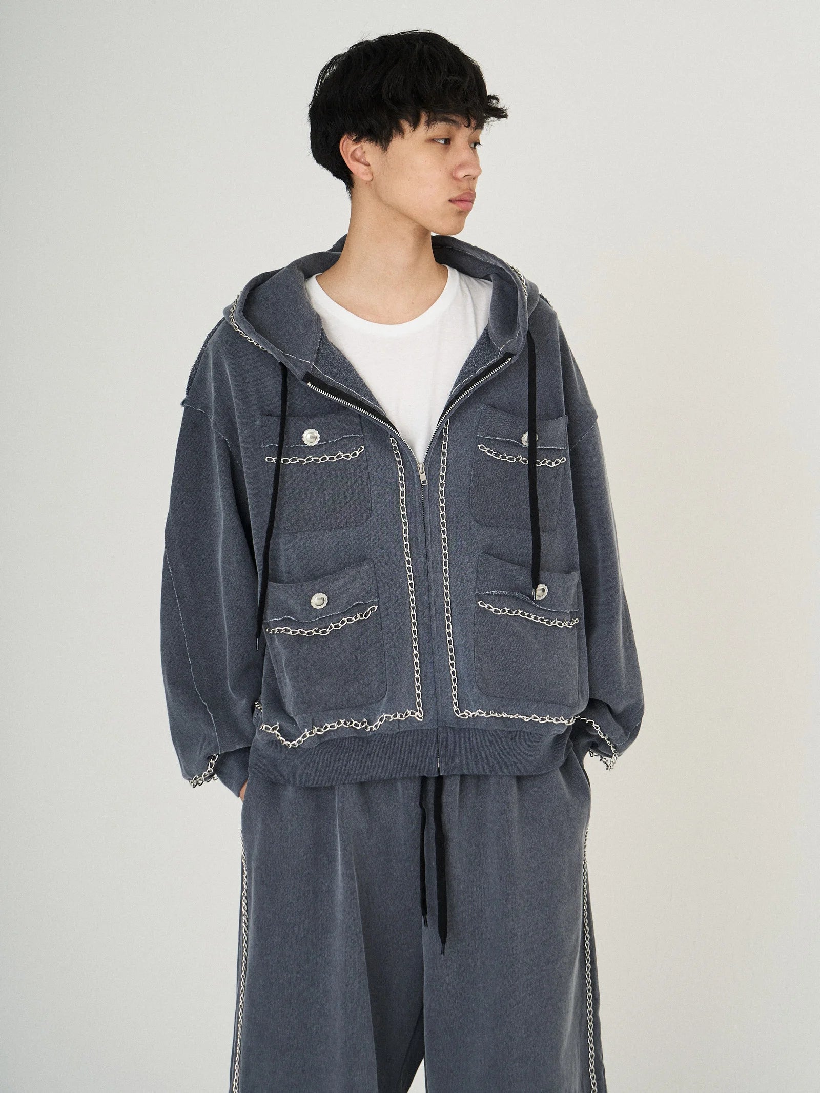 CHAIN SWEAT PARKA｜BLACK-thumbmail-4