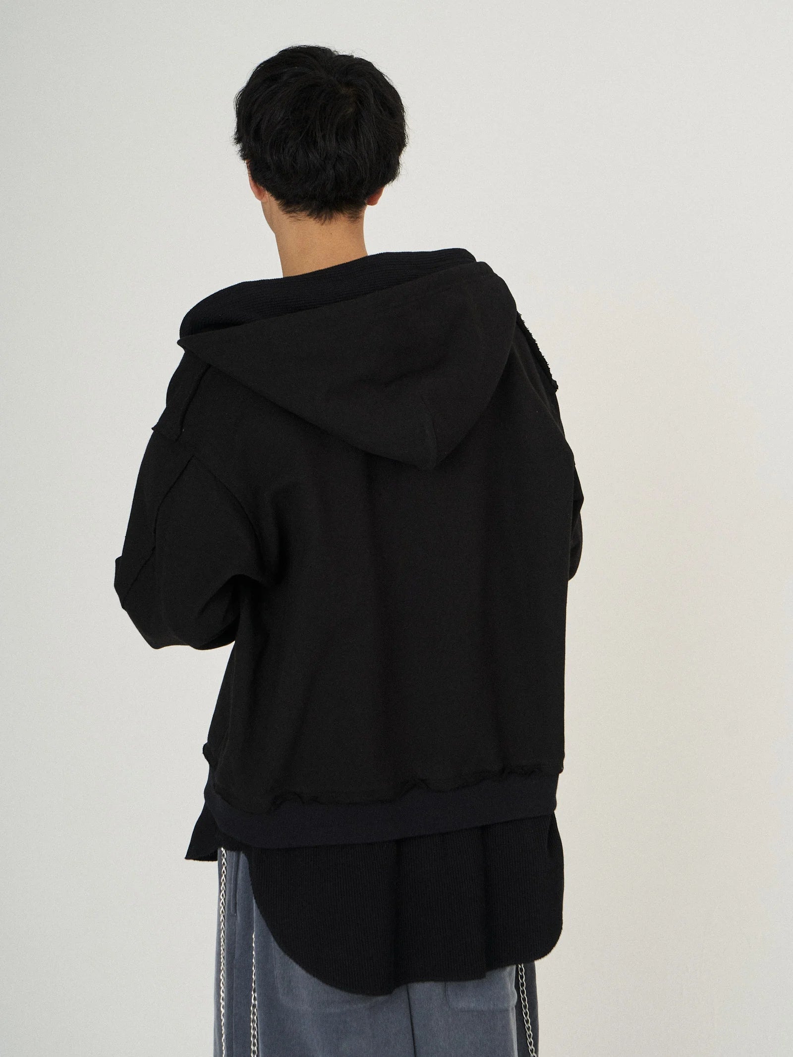 LAYERED SWEAT PARKA｜BLACK-thumbmail-5