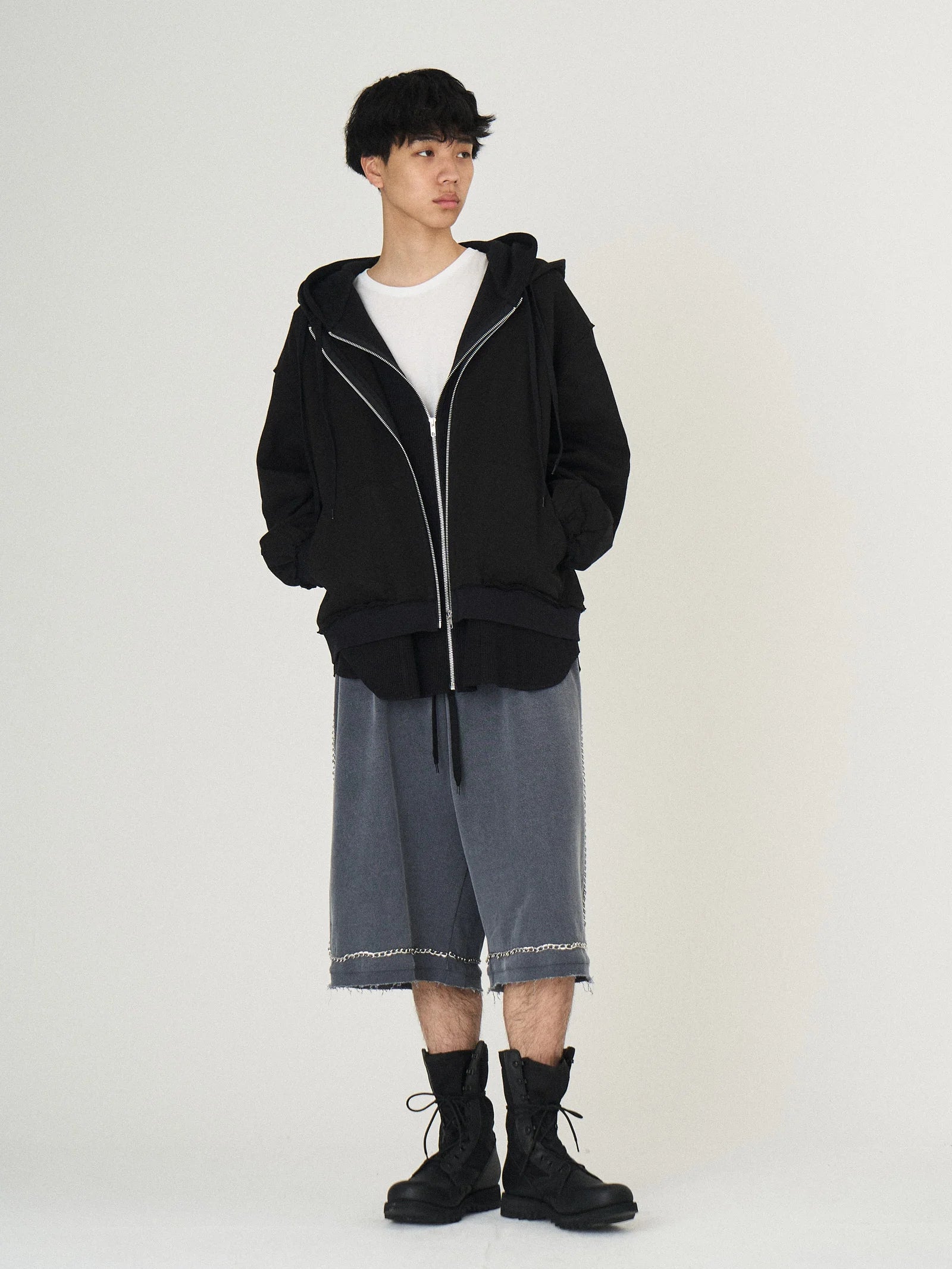 LAYERED SWEAT PARKA｜BLACK-thumbmail-2