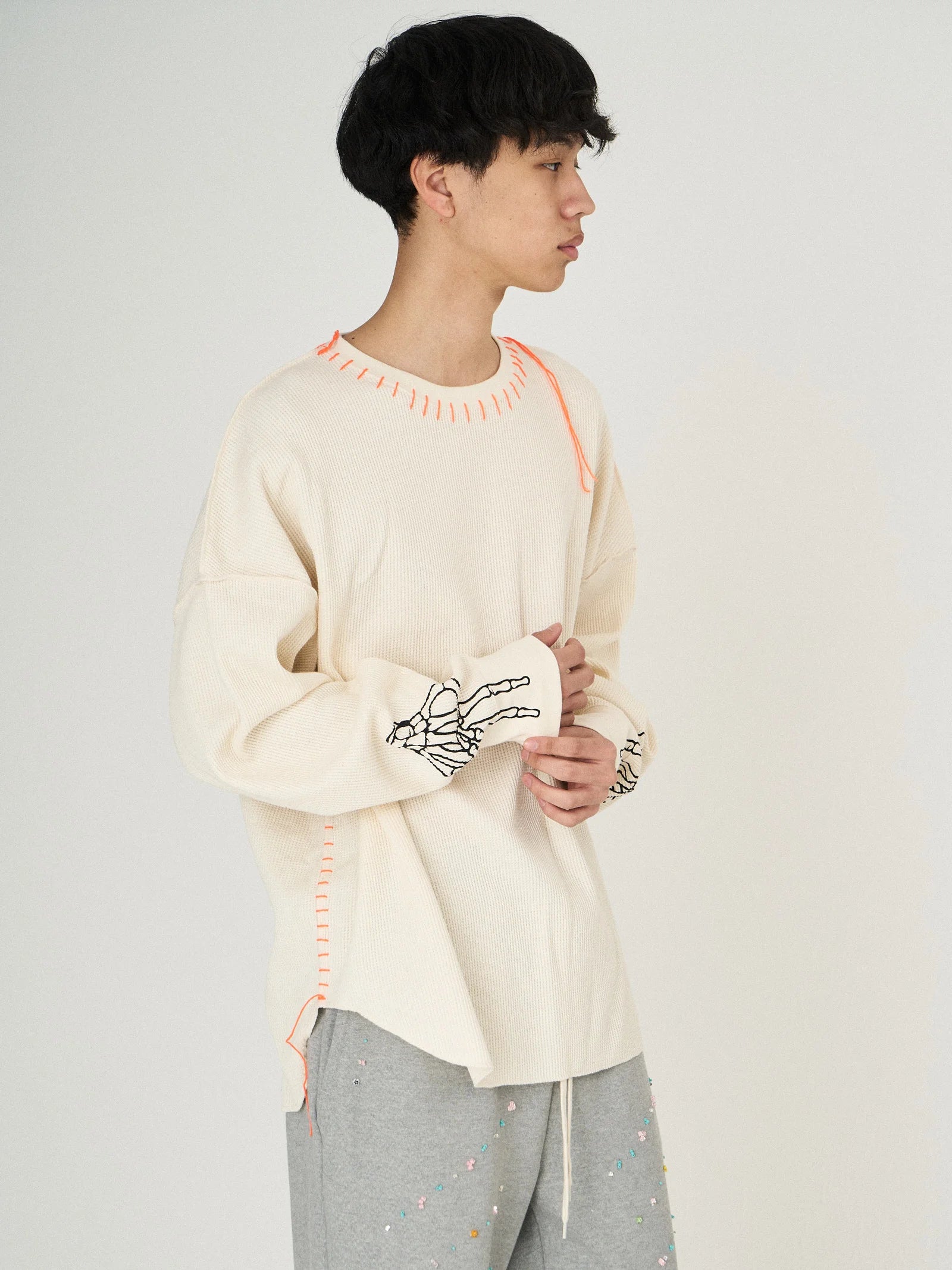 WAFFLE BONE PRINT CUTSEWN｜WHITE-thumbmail-6