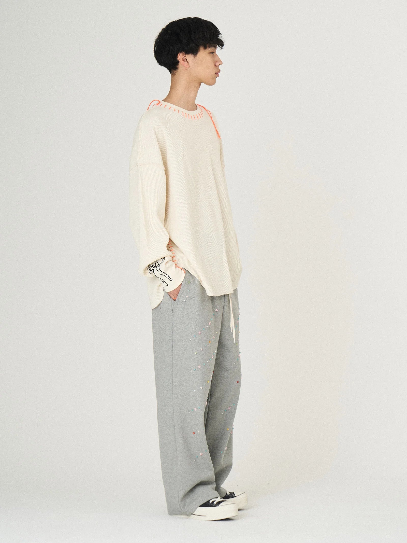 WAFFLE BONE PRINT CUTSEWN｜WHITE-thumbmail-3