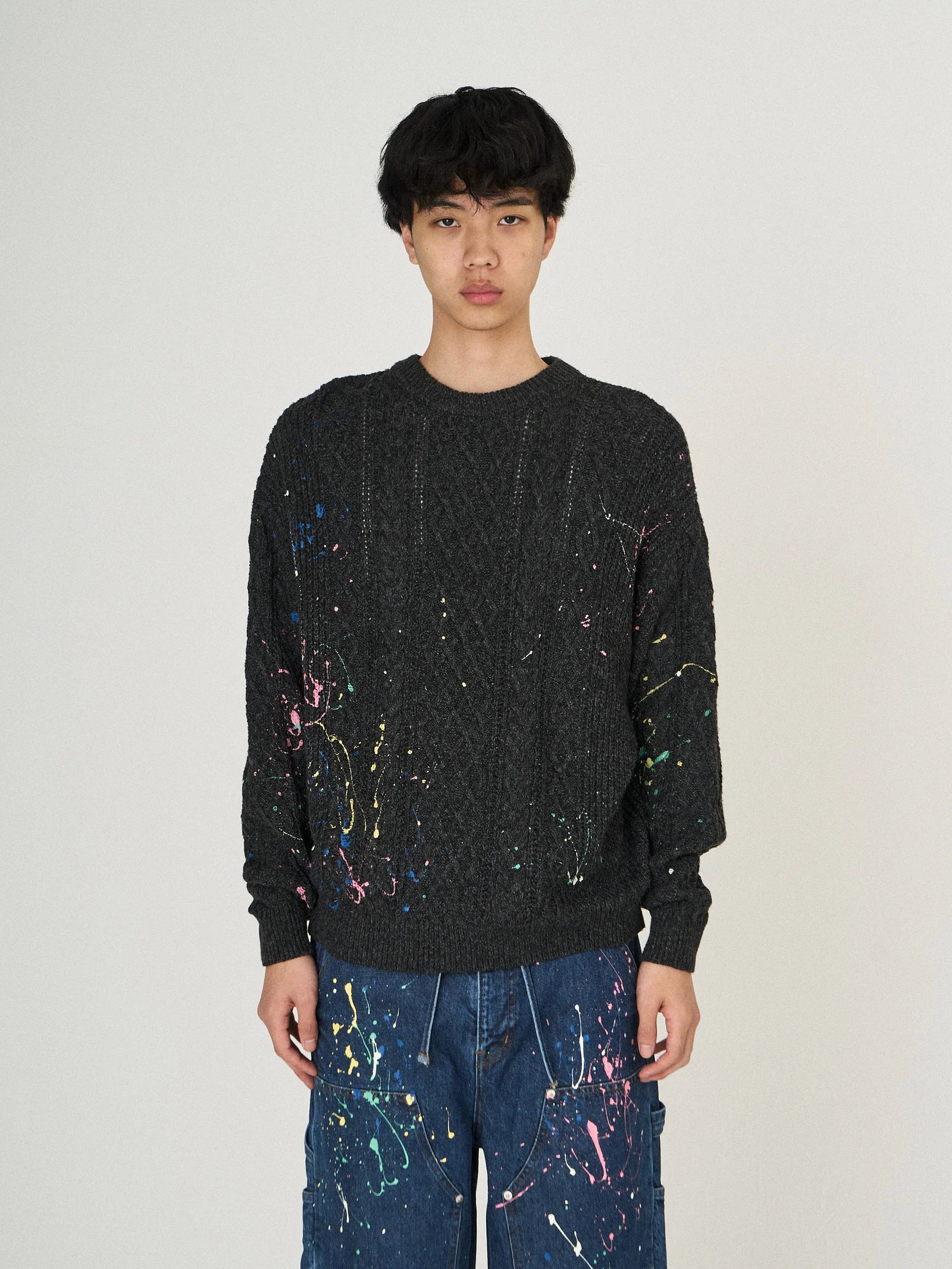 CABLE PAINT KNIT｜BLACK