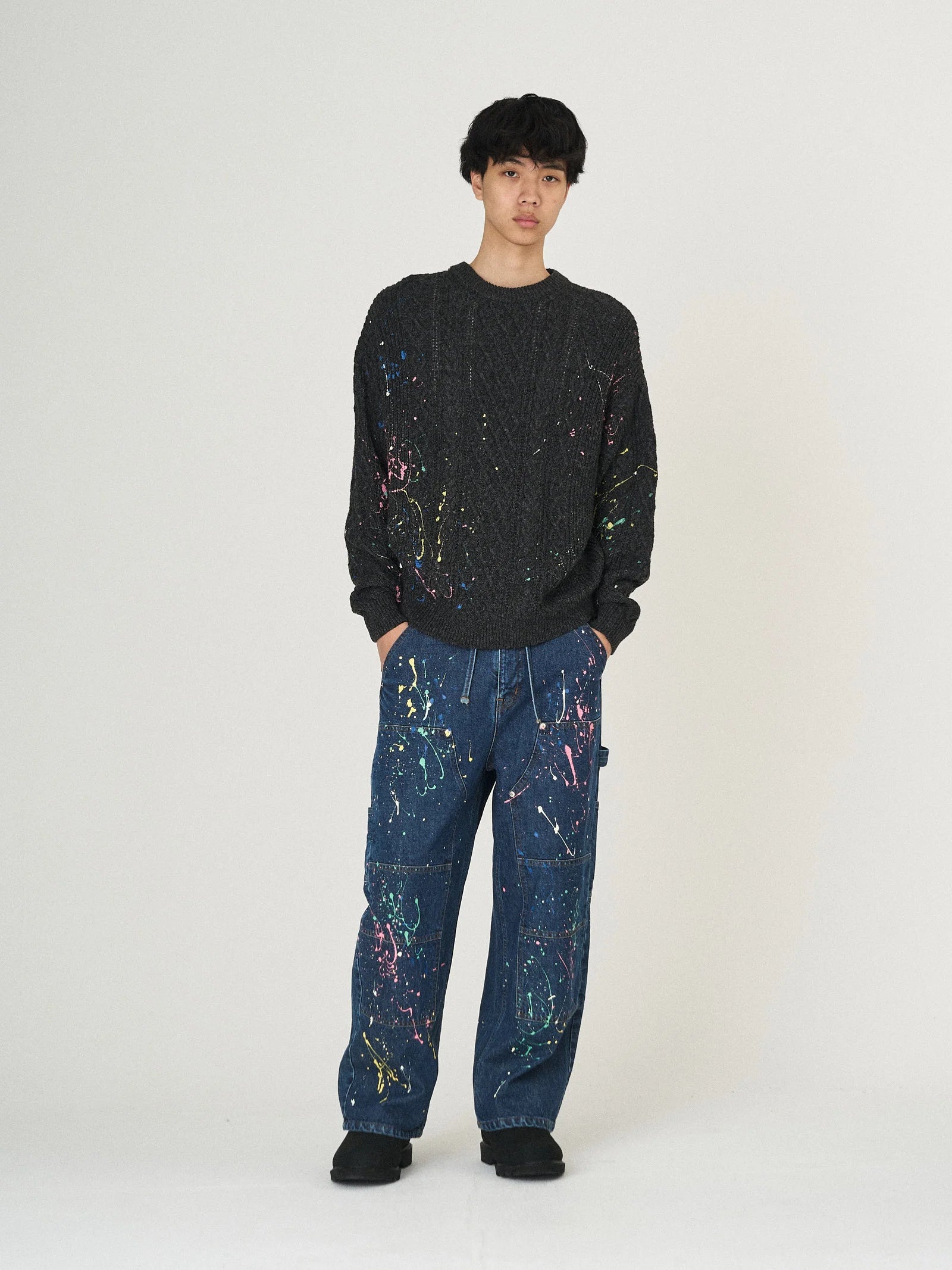 CABLE PAINT KNIT｜BLACK-thumbmail-2